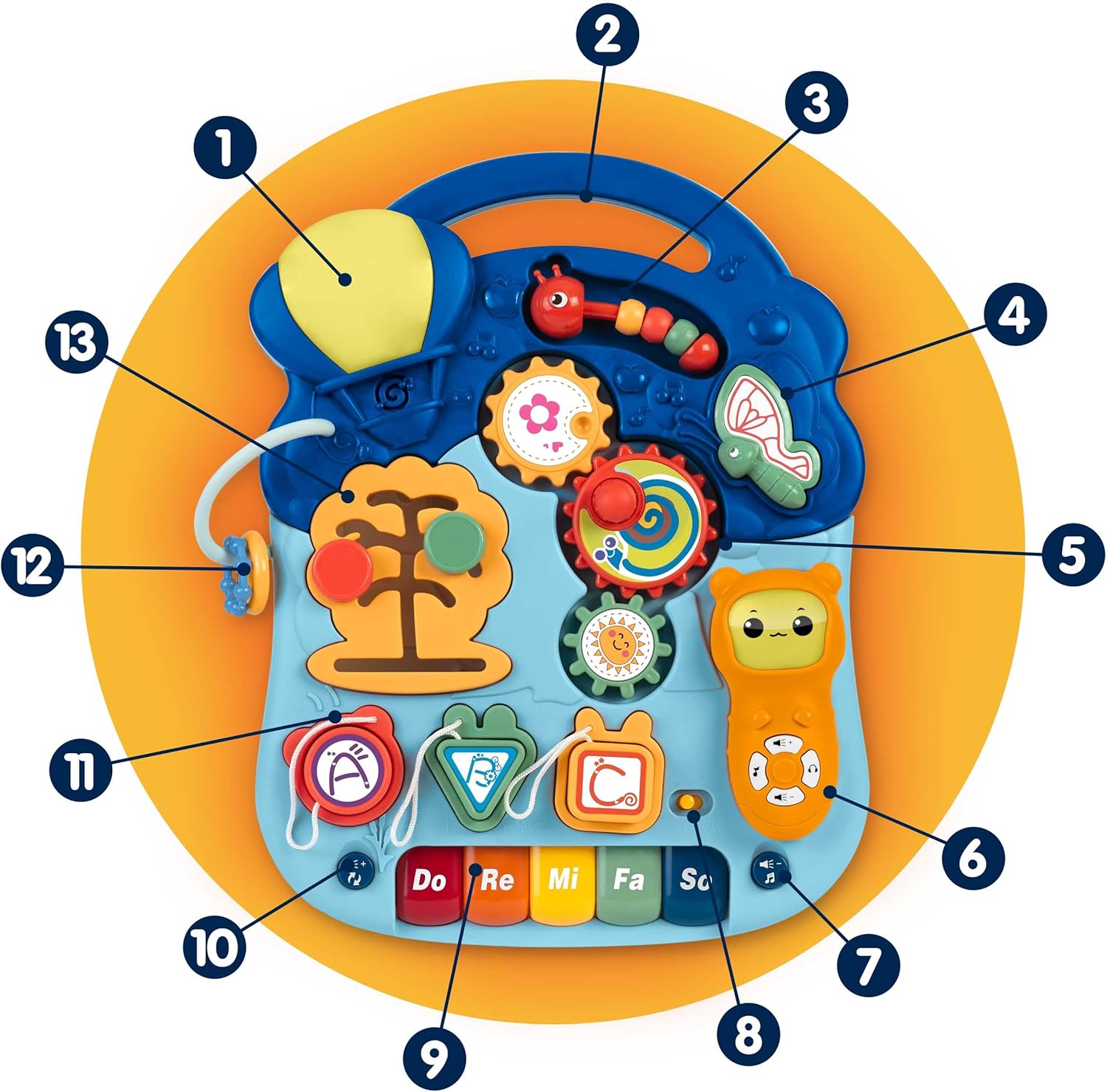 Tavolino educativo, lavagna, deambulatore interattivo, 5 in 1, blu, Ricokids - immagine 4