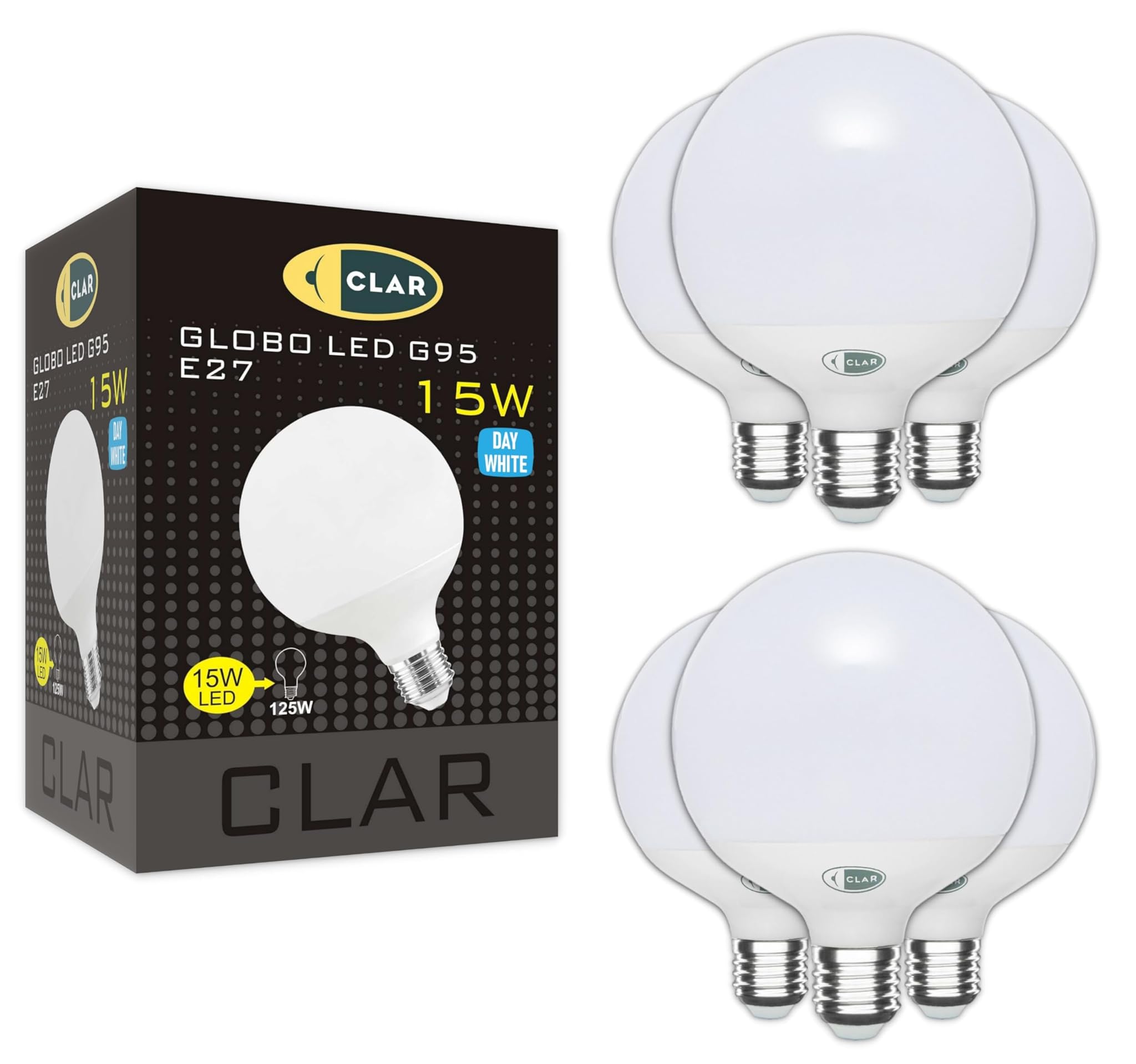 Clar Globo LED 15W E27 Luce Naturale 4000K (Pack 6)