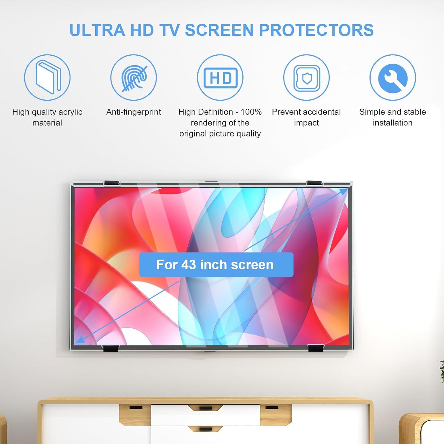Qoosea Pellicola Protettiva HD Trasparente per Schermo TV 43" - immagine 3
