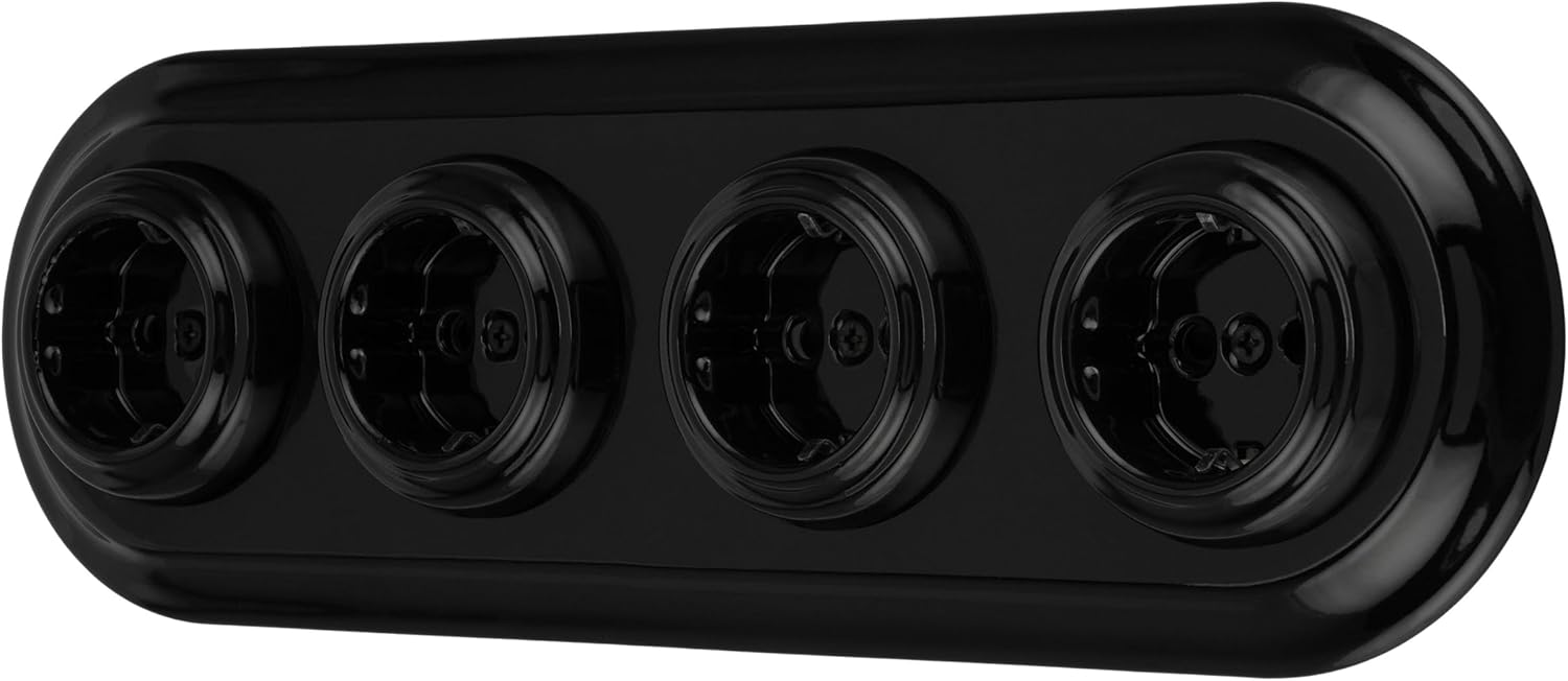 Presa da Incasso in Porcellana Retrò 4 Prese, Nero