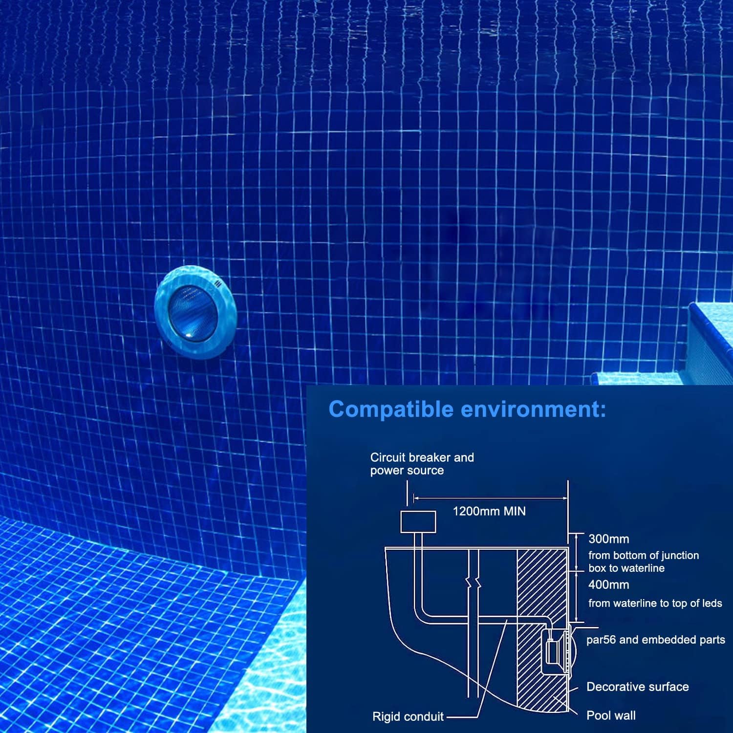 Kwode Luci Piscina LED RGB 72W PAR56 IP68 - immagine 7