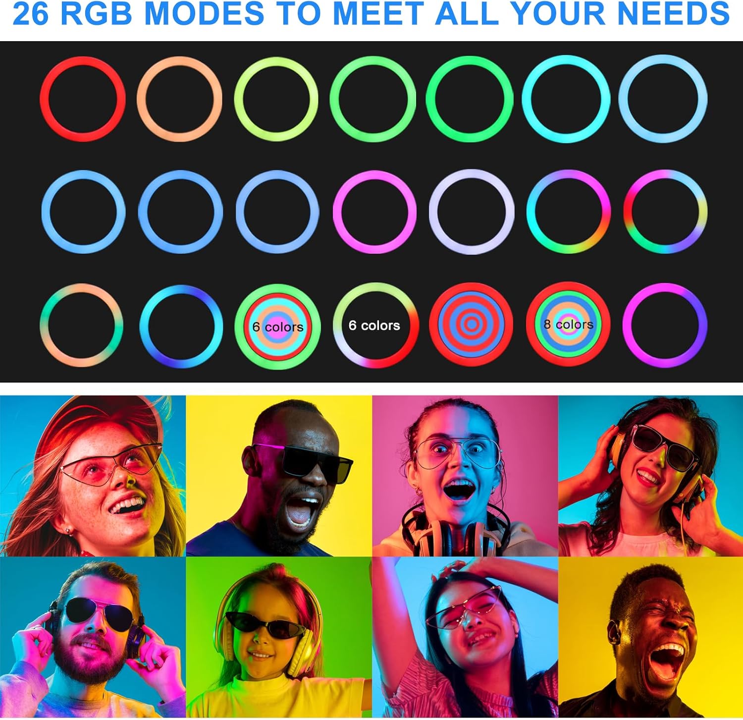 Miccye Ring Light 10" LED con Treppiede 180cm - immagine 3