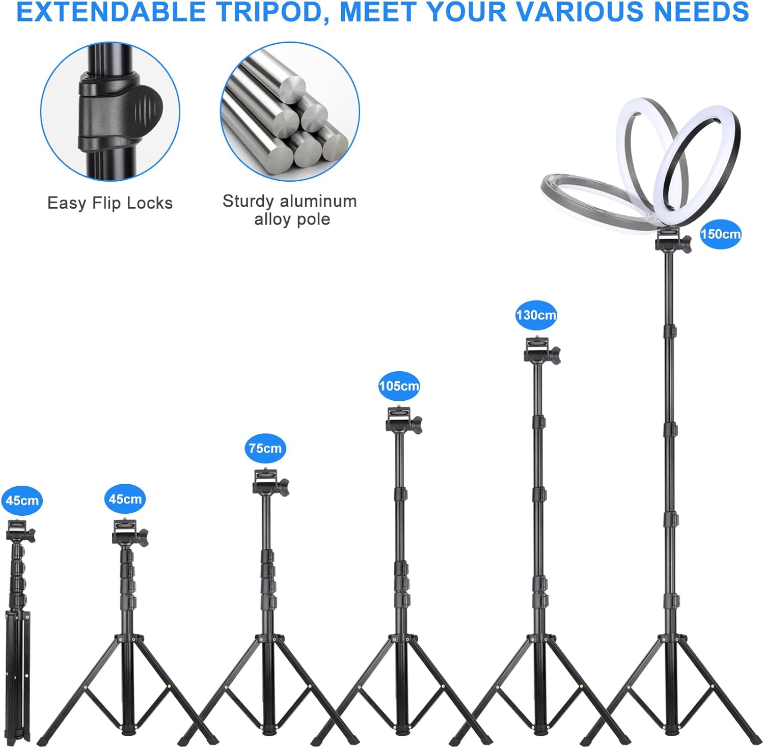 Miccye Ring Light 10" LED con Treppiede 180cm - immagine 5