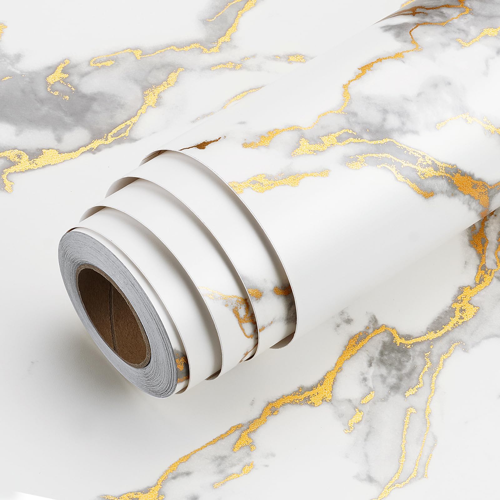 Lacheery Carta da Parati Marmo Oro Bianco 90cm x 400cm