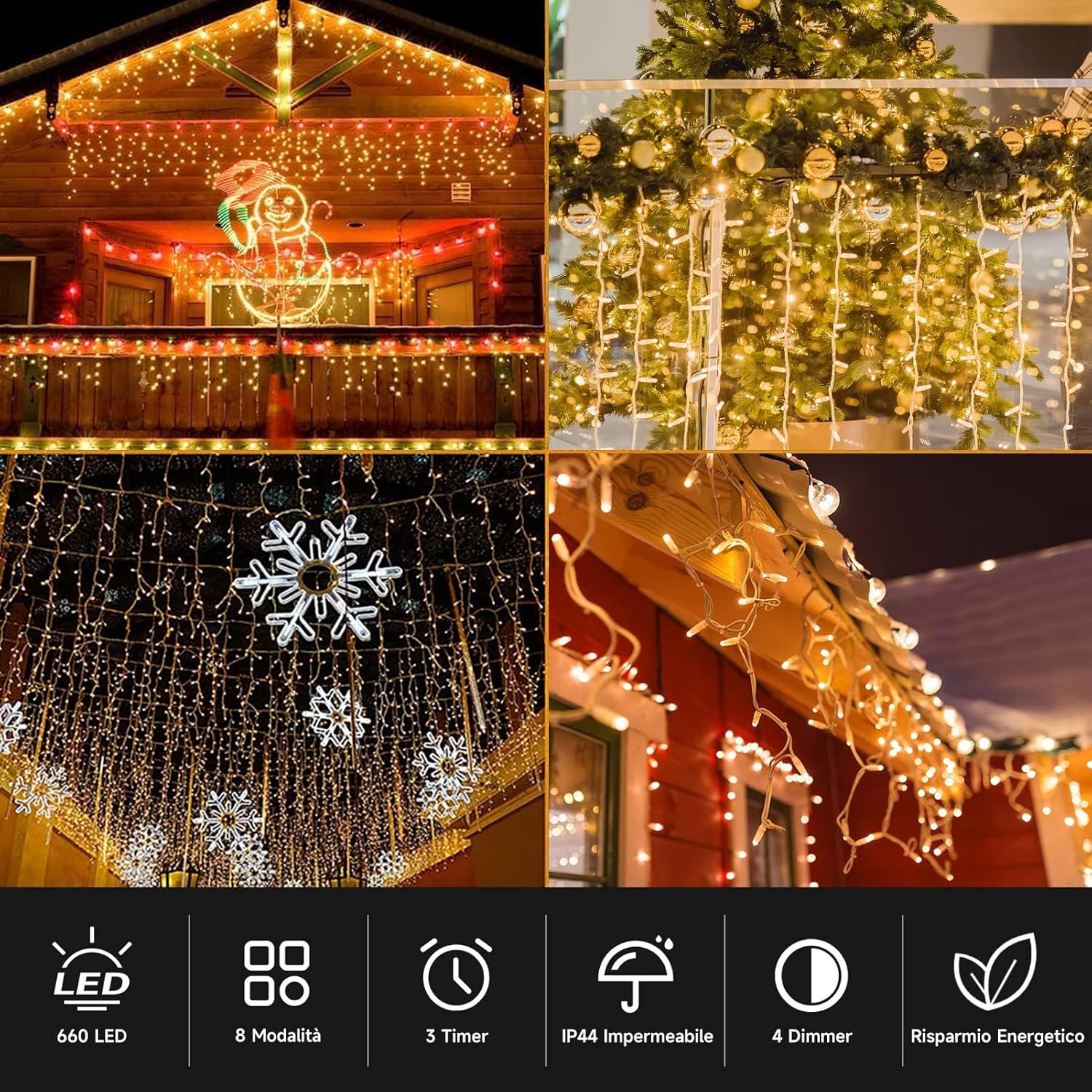 Wowdsgn Luci Natale Esterno Cascata 15M 660LED - immagine 2