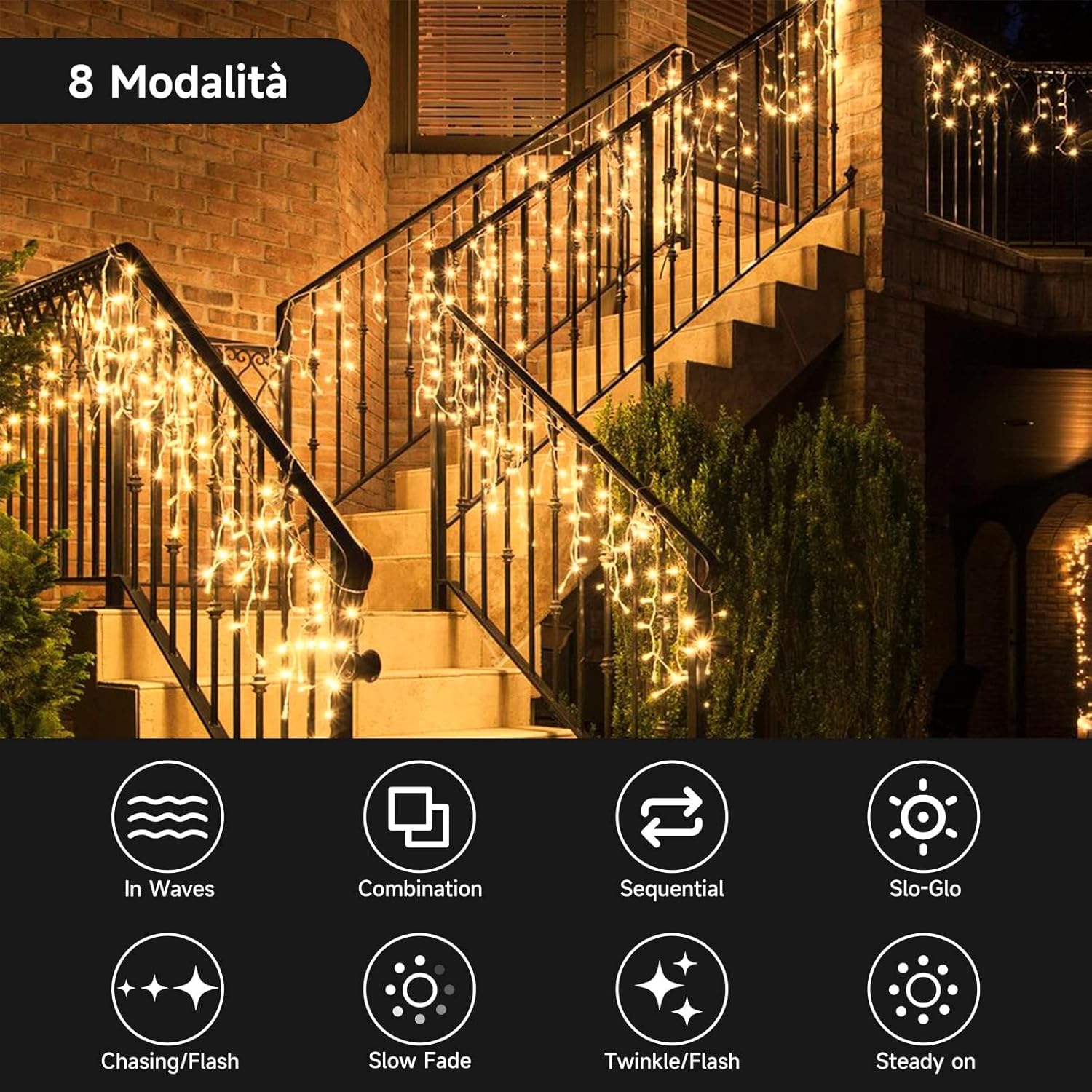 Wowdsgn Luci Natale Esterno Cascata 15M 660LED - immagine 3