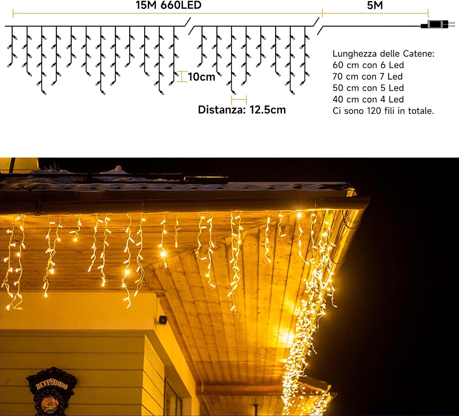 Wowdsgn Luci Natale Esterno Cascata 15M 660LED - immagine 4
