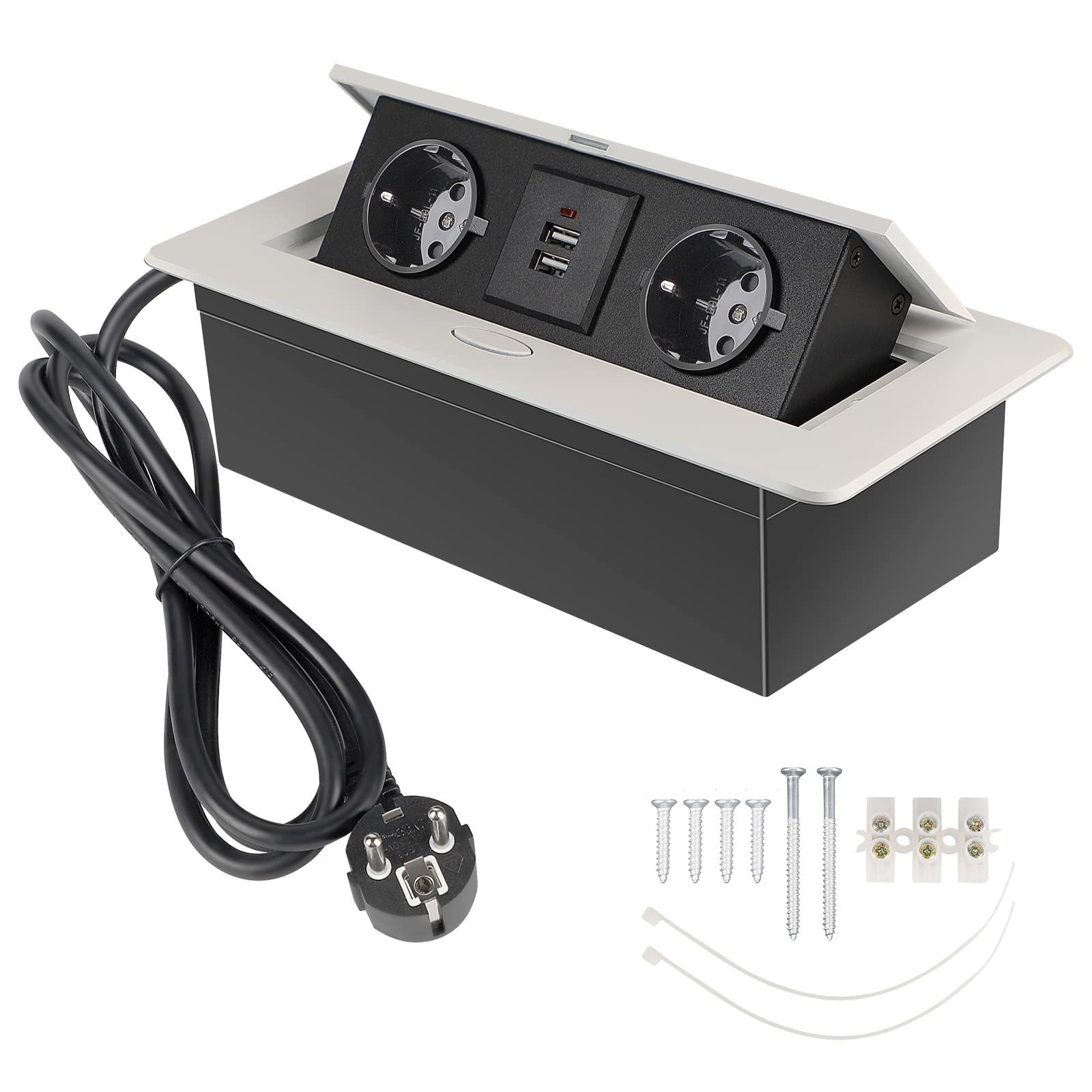 Cprosp Multipresa a Scomparsa da Incasso USB, Bianco