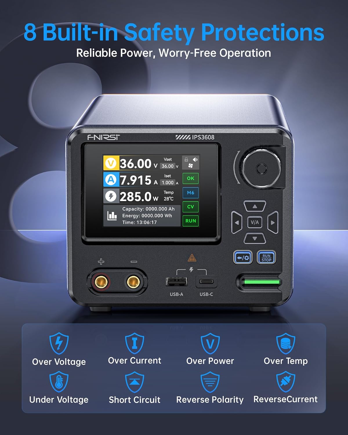 Fnirsi IPS3608 Alimentatore CC Variabile 36V 8A - immagine 3