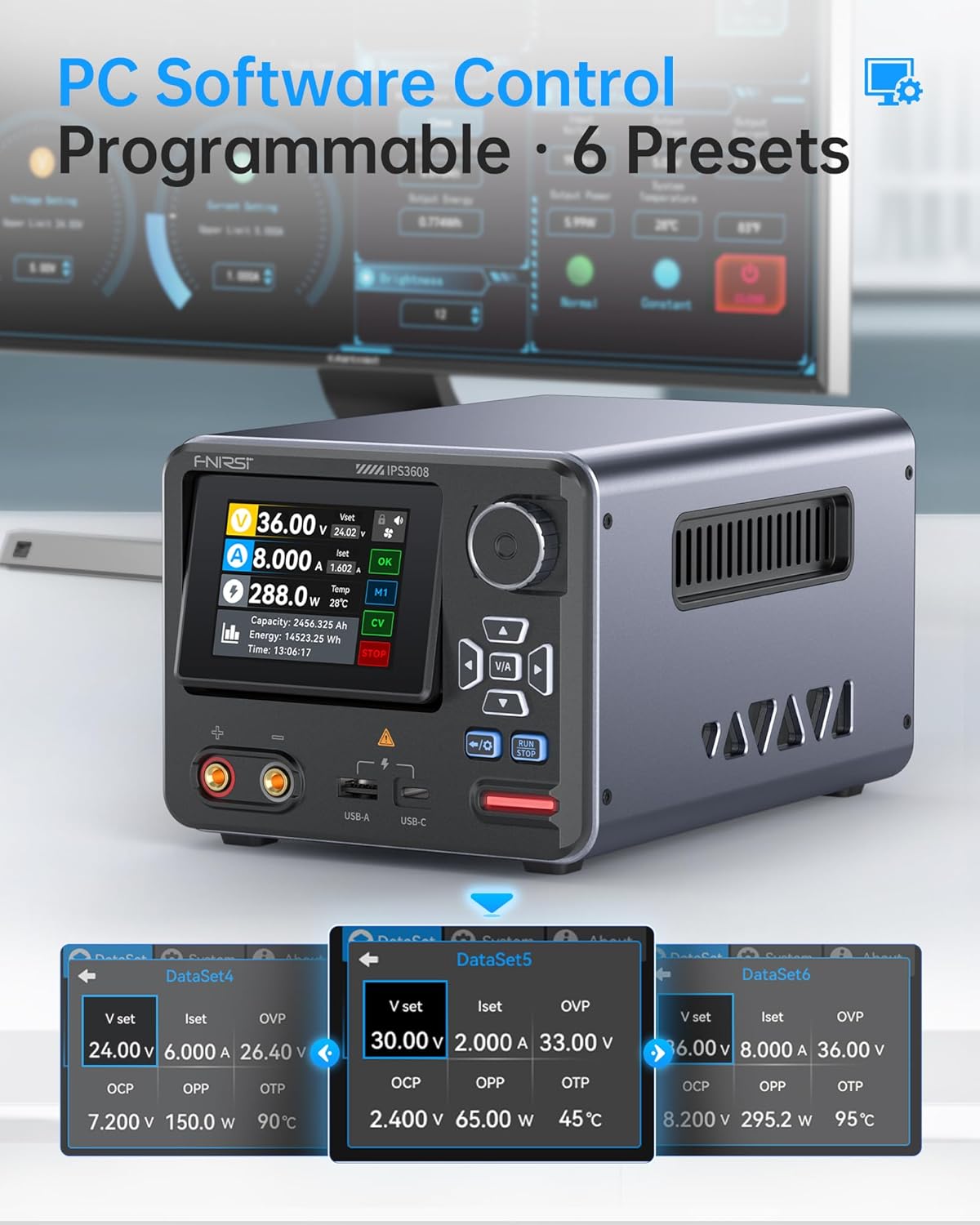 Fnirsi IPS3608 Alimentatore CC Variabile 36V 8A - immagine 5