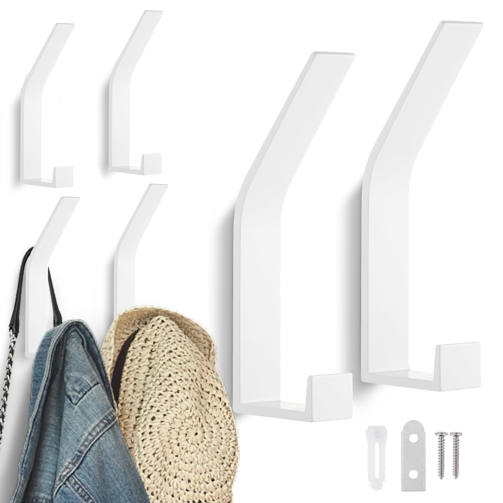Kssvzz 6 Pezzi Appendiabiti da Parete Moderno, Bianco