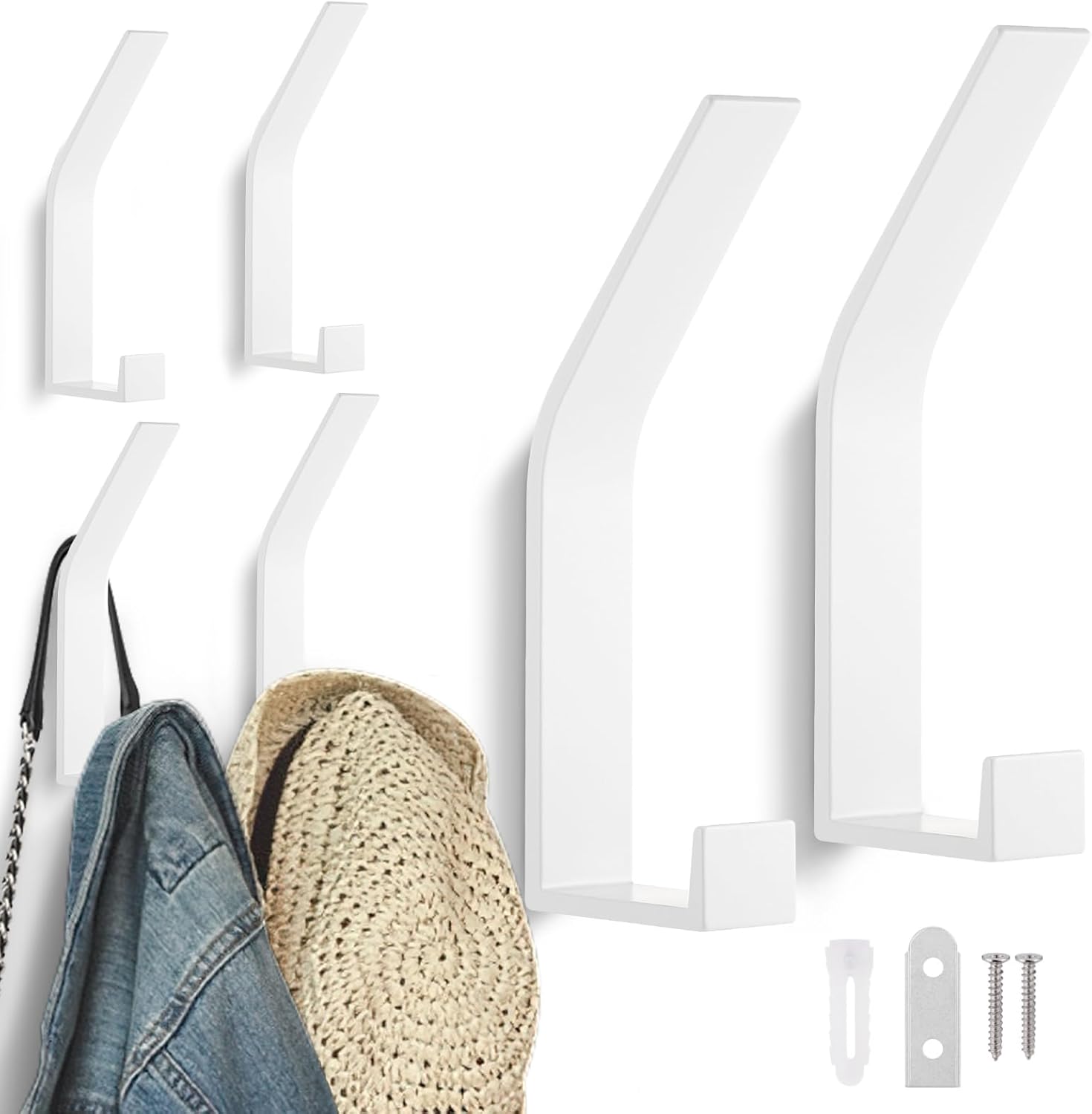 Kssvzz 6 Pezzi Appendiabiti da Parete Moderno, Bianco - immagine 1