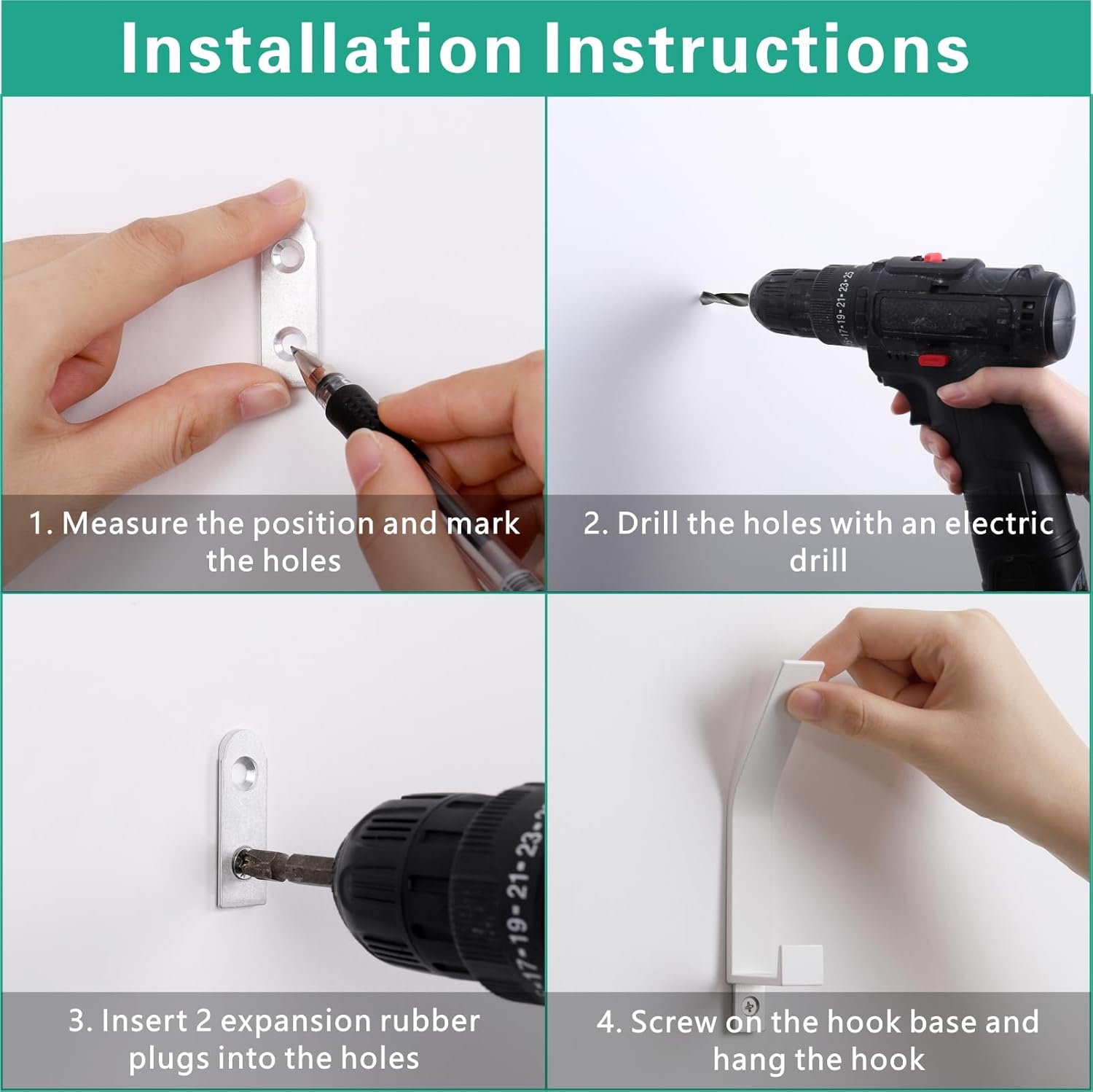 Kssvzz 6 Pezzi Appendiabiti da Parete Moderno, Bianco - immagine 6