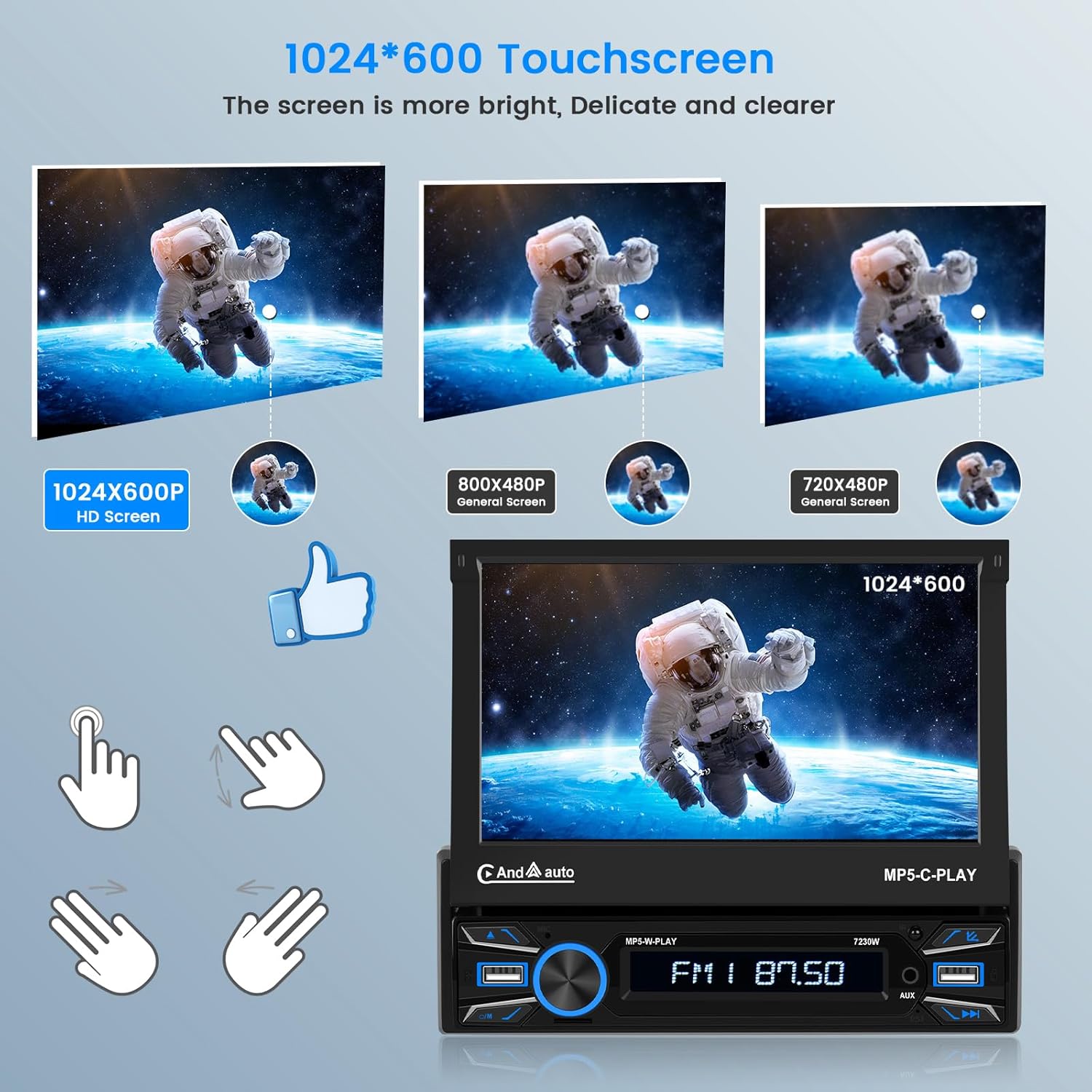 Hikity Autoradio 1 DIN Wireless CarPlay & Android Auto - immagine 5