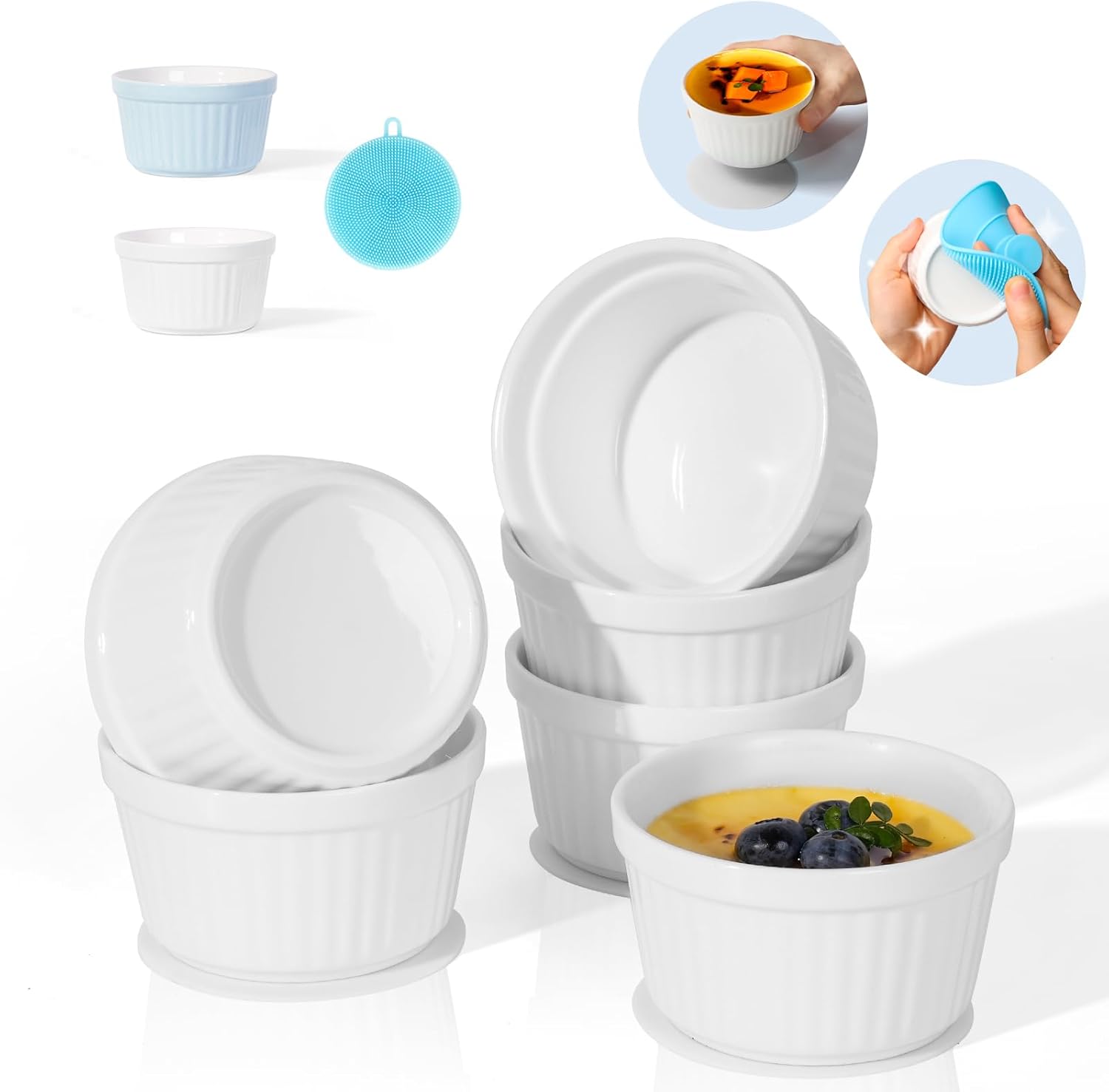 Highkit Set 6 Pirottini Porcellana 200ml, 9 cm Bianchi - immagine 1