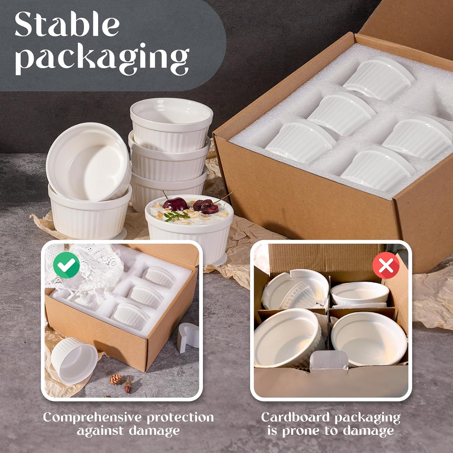 Highkit Set 6 Pirottini Porcellana 200ml, 9 cm Bianchi - immagine 4