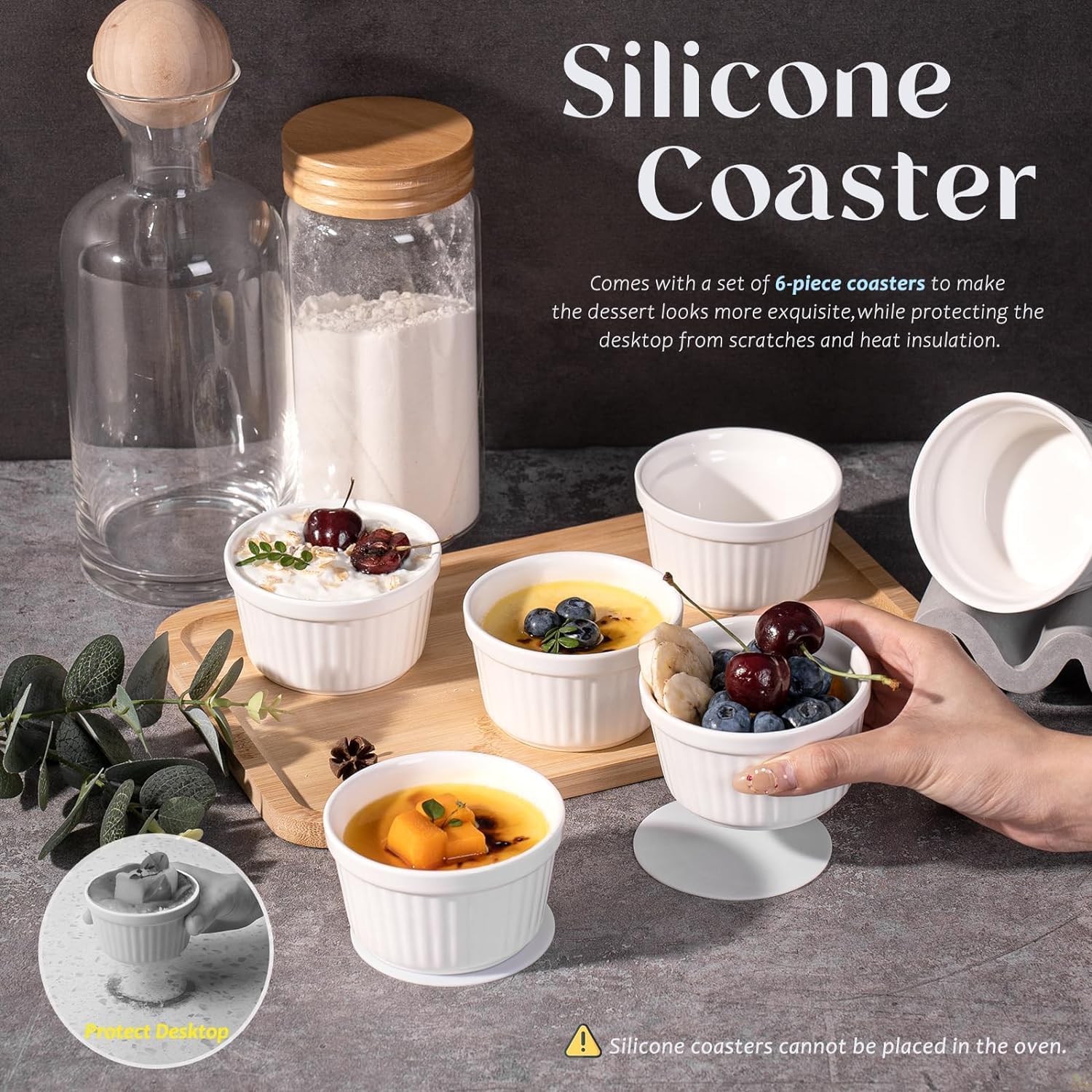 Highkit Set 6 Pirottini Porcellana 200ml, 9 cm Bianchi - immagine 5