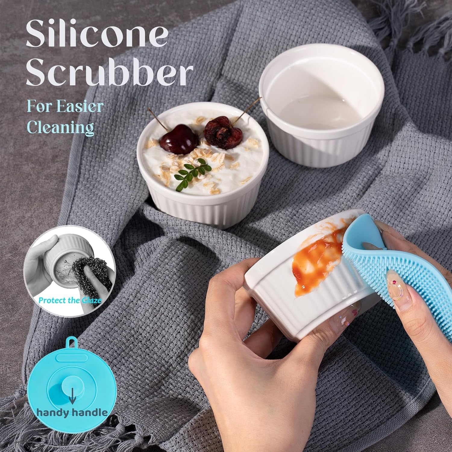 Highkit Set 6 Pirottini Porcellana 200ml, 9 cm Bianchi - immagine 6