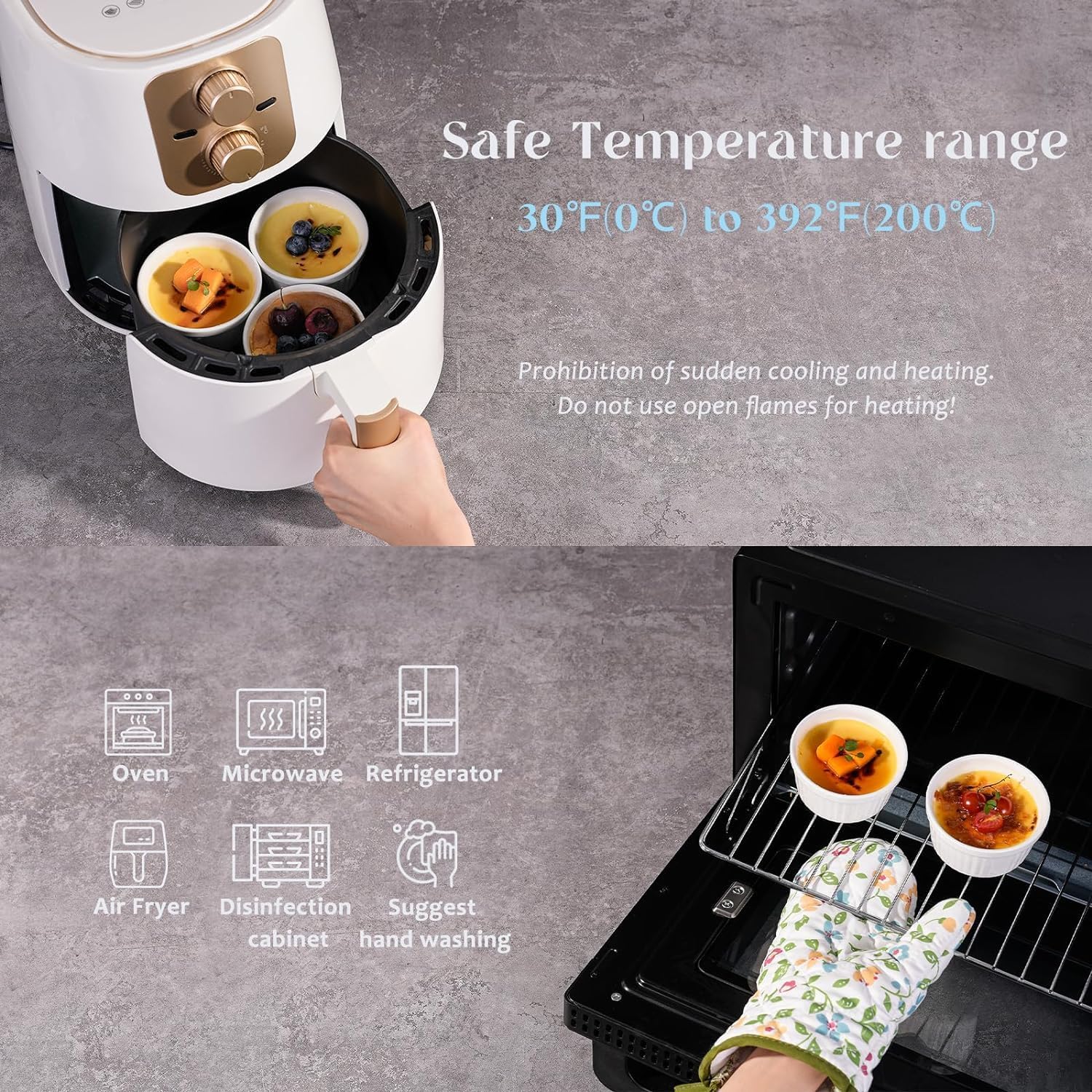 Highkit Set 6 Pirottini Porcellana 200ml, 9 cm Bianchi - immagine 7