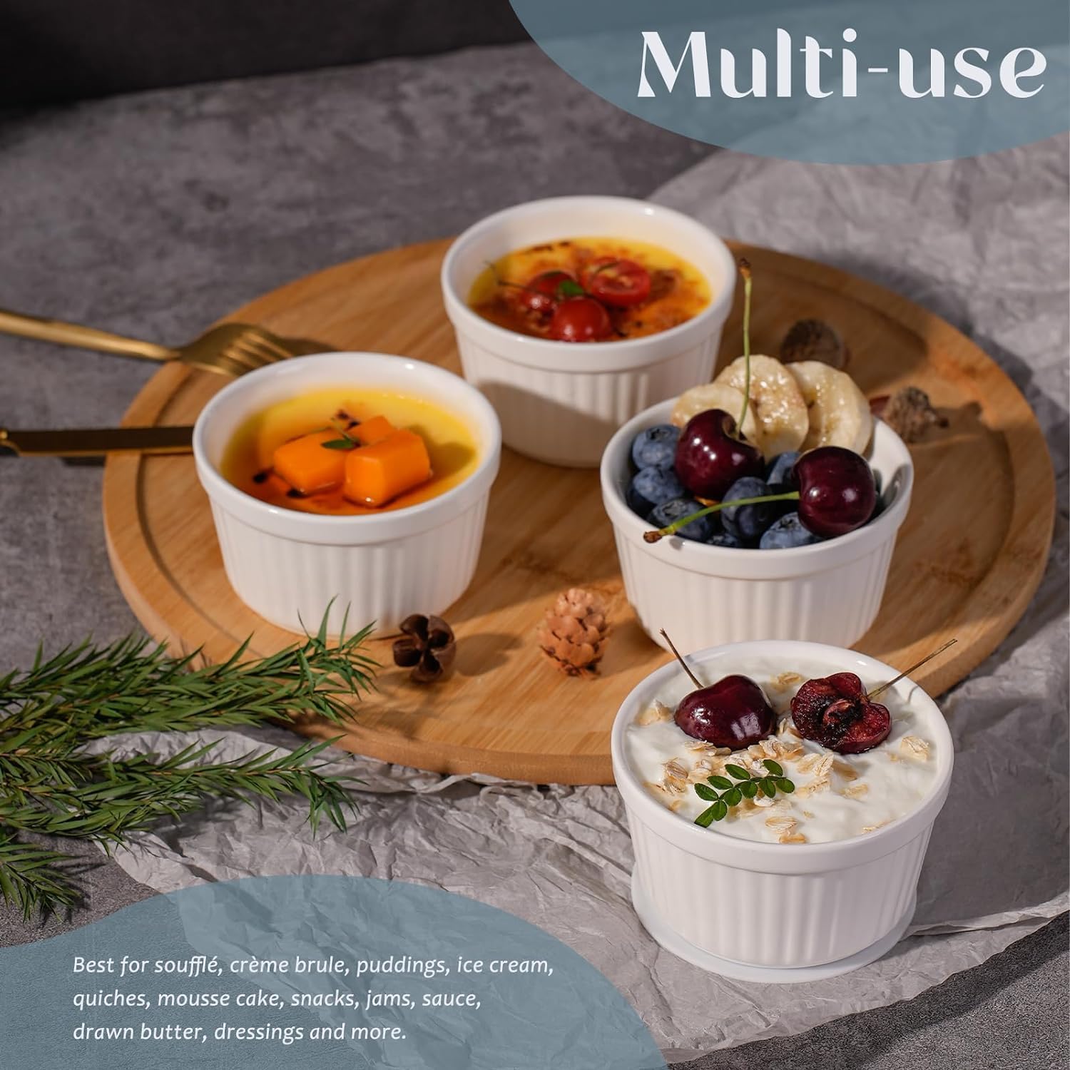 Highkit Set 6 Pirottini Porcellana 200ml, 9 cm Bianchi - immagine 8