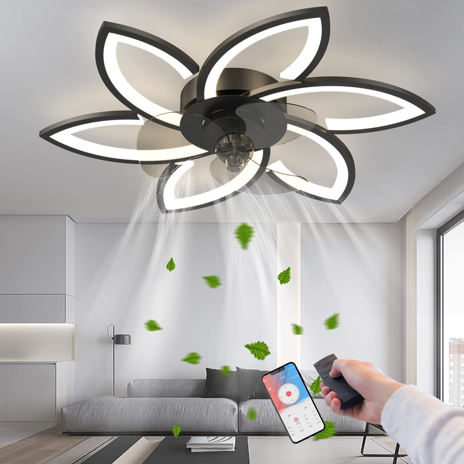 Ventilatore da Soffitto a LED con Luce - 6 Fiamme