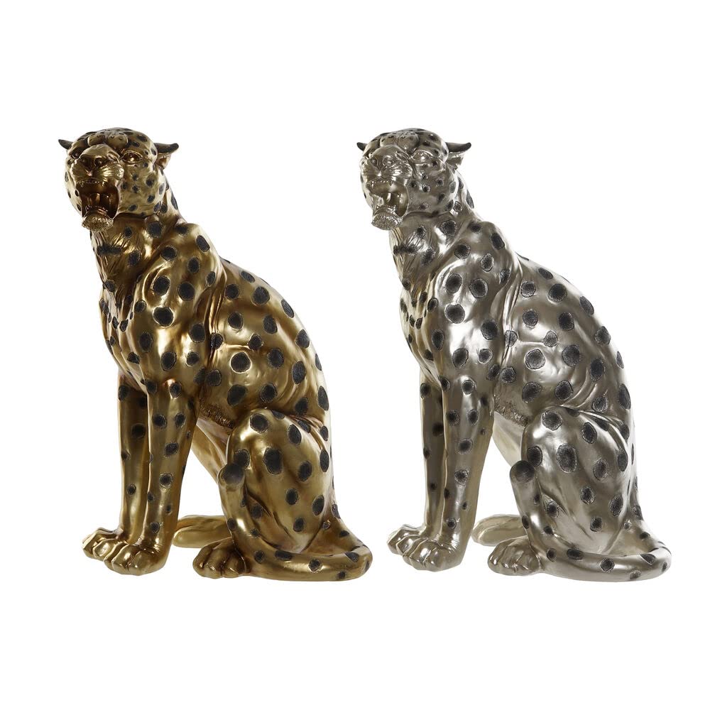 DKD Home Decor Figura Decorativa Leopardo 36x28x52 cm (2 pz)
