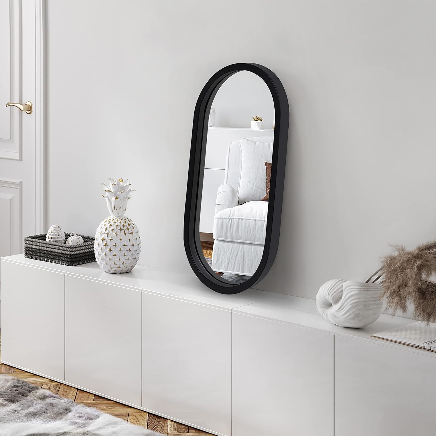 Americanflat Specchio Ovale 30,4x61 cm - Bordo Nero - immagine 3