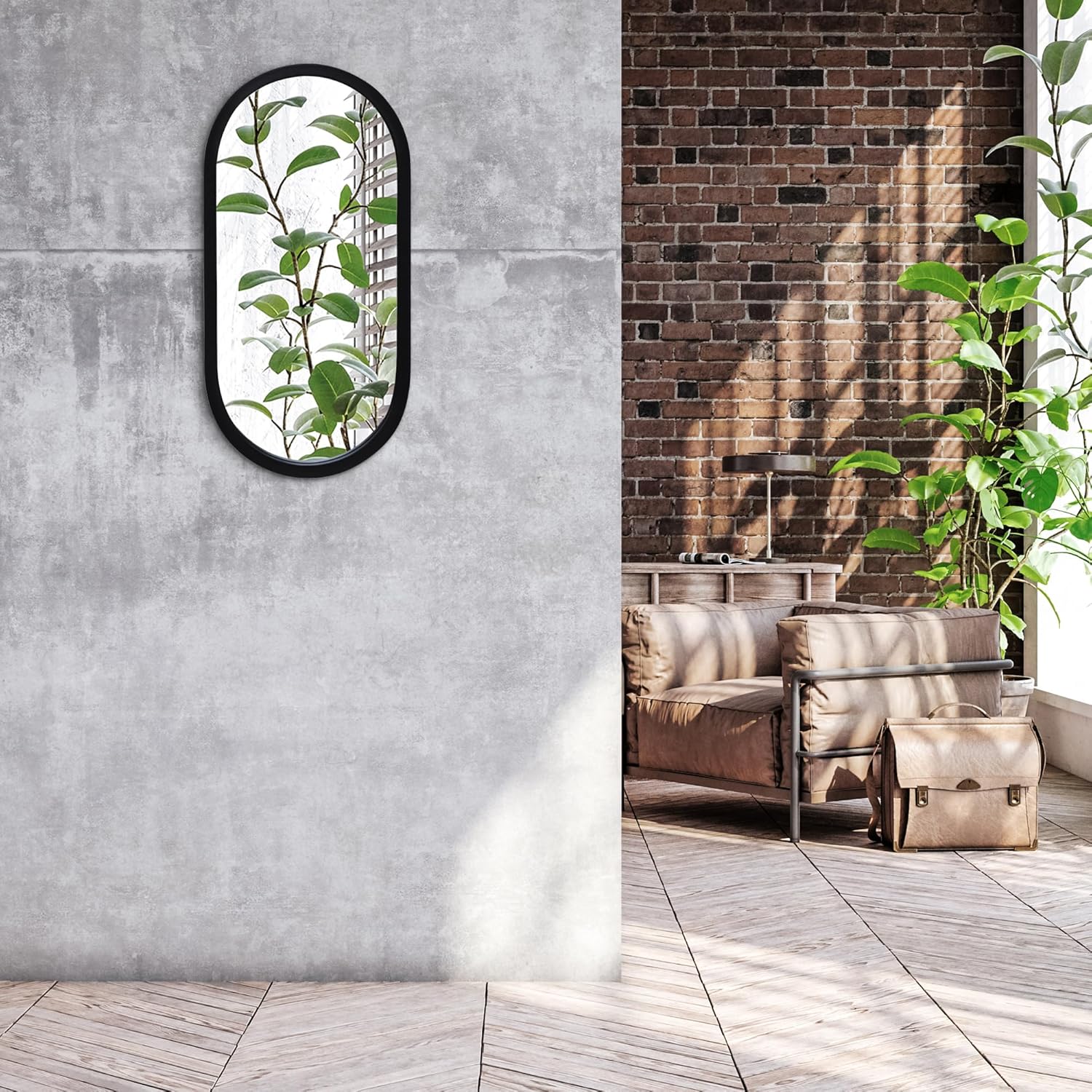 Americanflat Specchio Ovale 30,4x61 cm - Bordo Nero - immagine 4