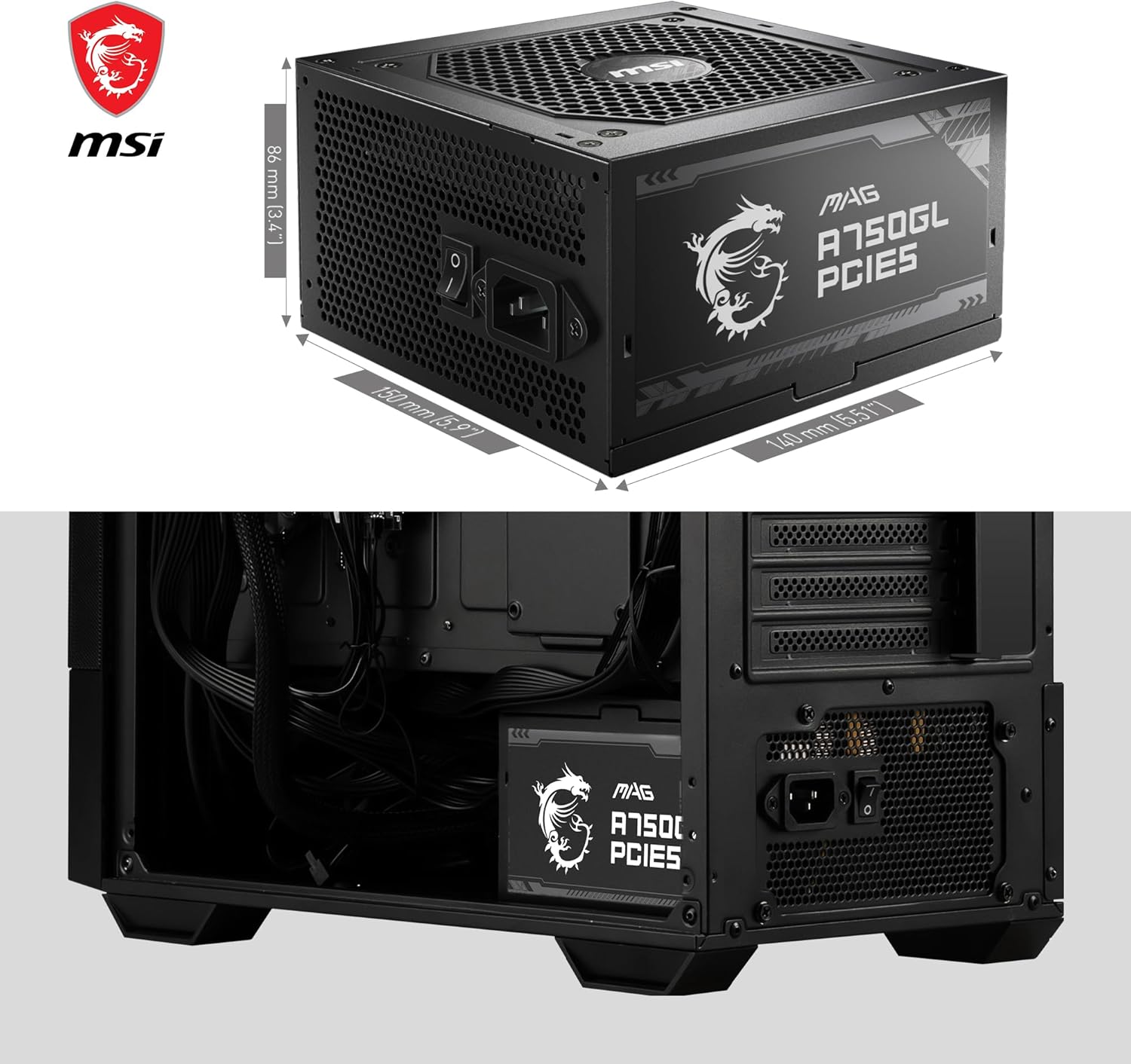 Msi MAG A750GL PCIE5 - Alimentatore 750W Modulare - immagine 6