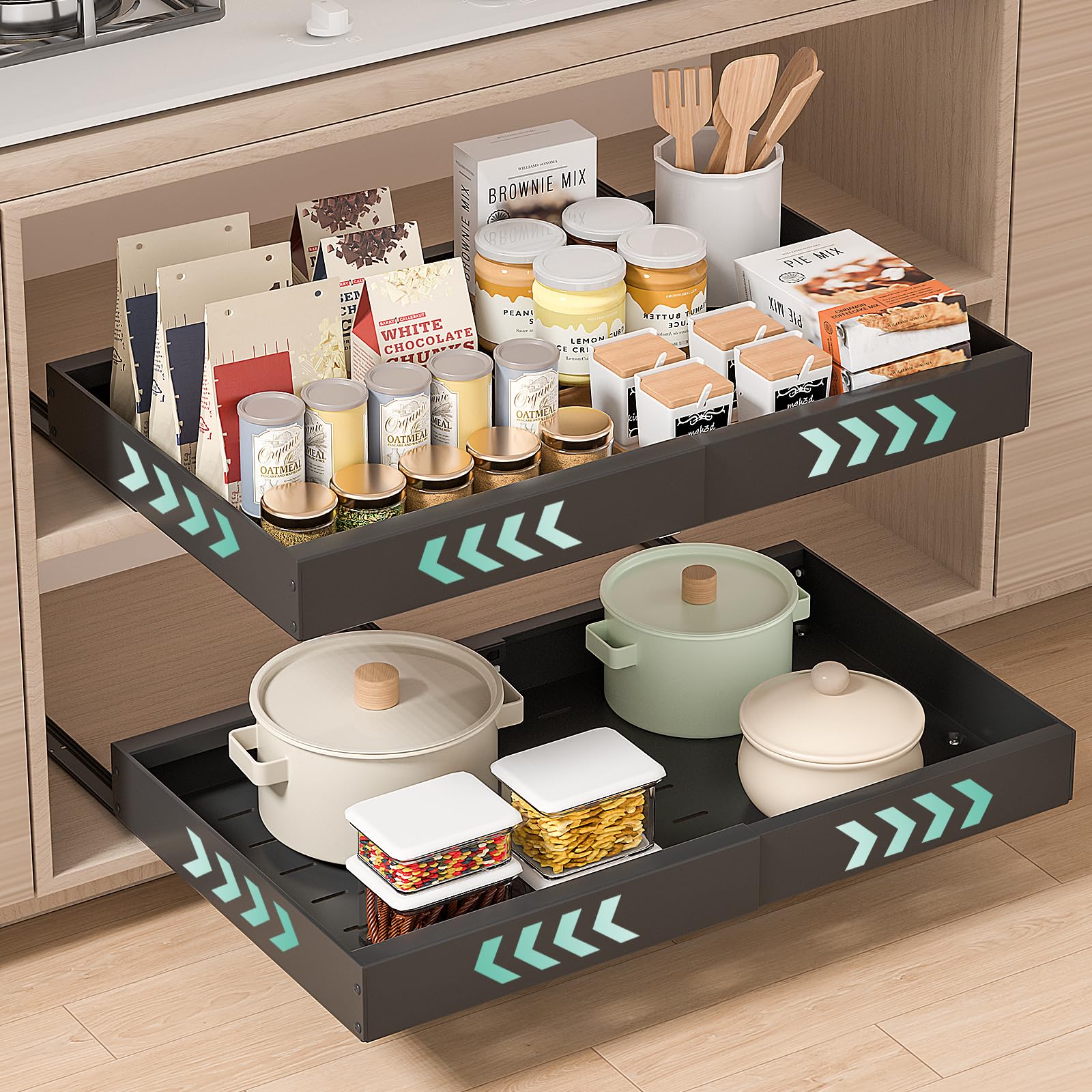 Pnnp 2 Pezzi Cassetto Estraibile Cucina, Nero