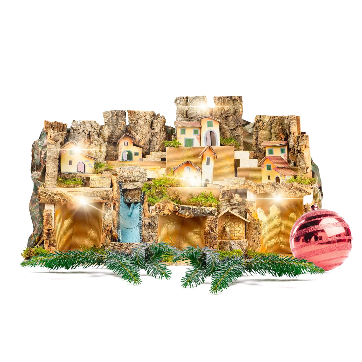Avilia Presepe Napoletano Artigianale in Sughero 80x50x45cm