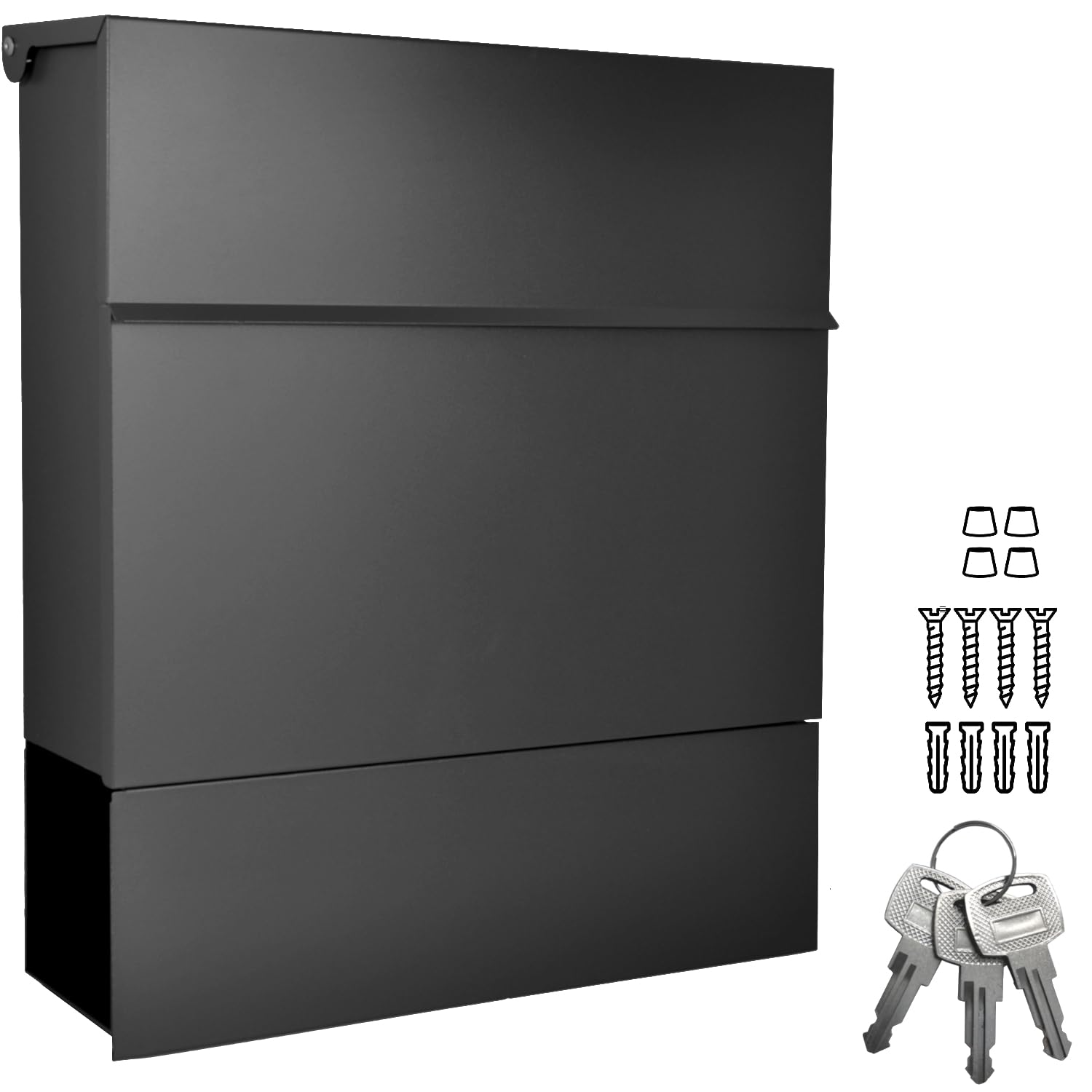 Alsten Tech Cassetta delle Lettere di Design Nera Opaca