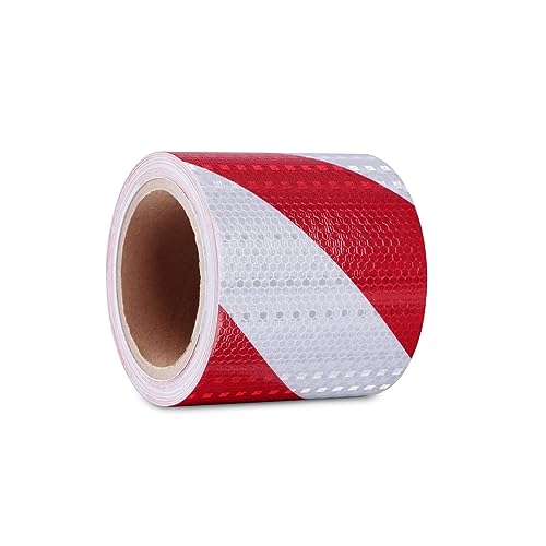 Xfxia Nastro Riflettente Rosso e Bianco 10cm x 20m