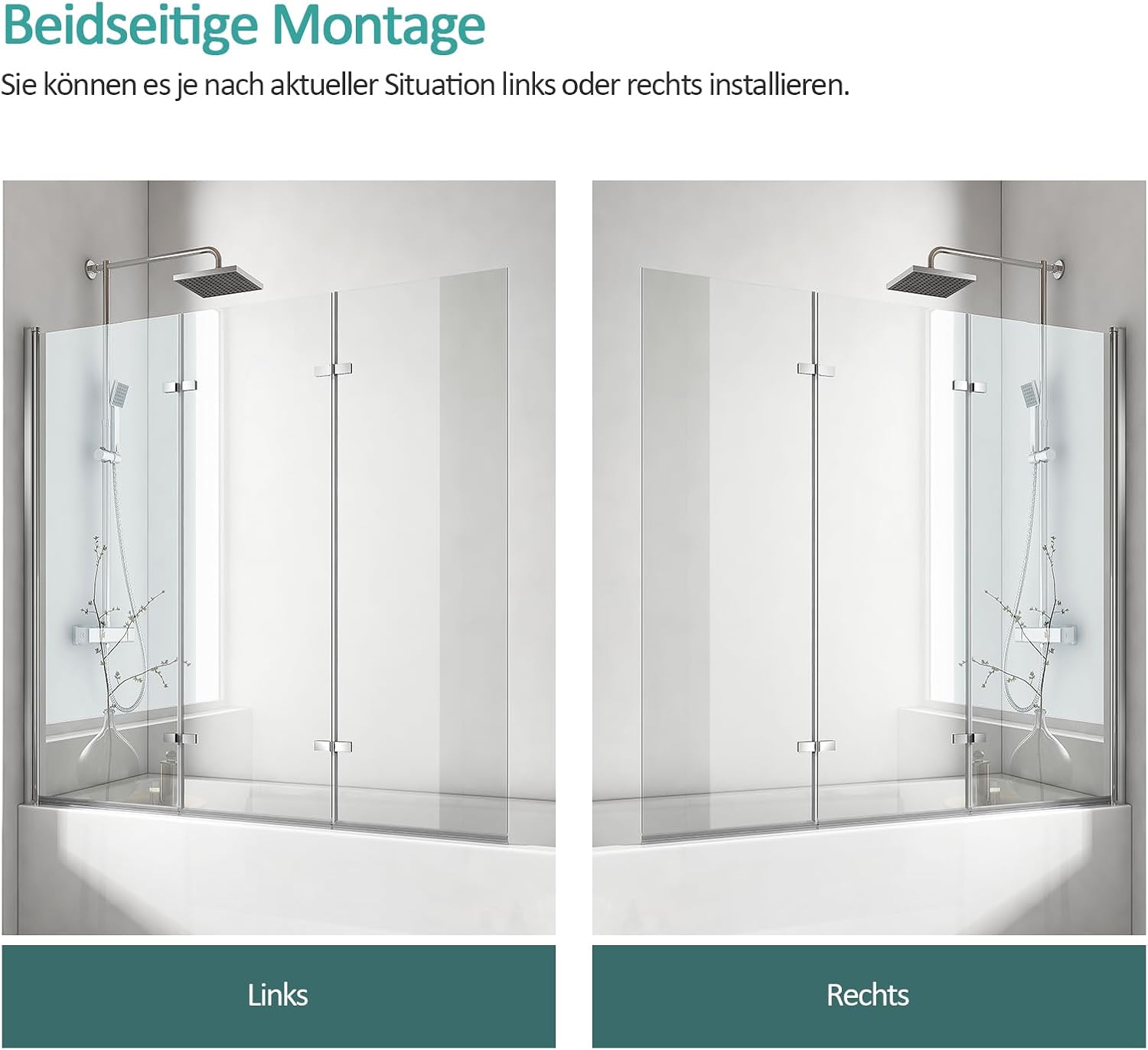 Emke Divisione Doccia per Vasca da Bagno 120x140cm - immagine 5