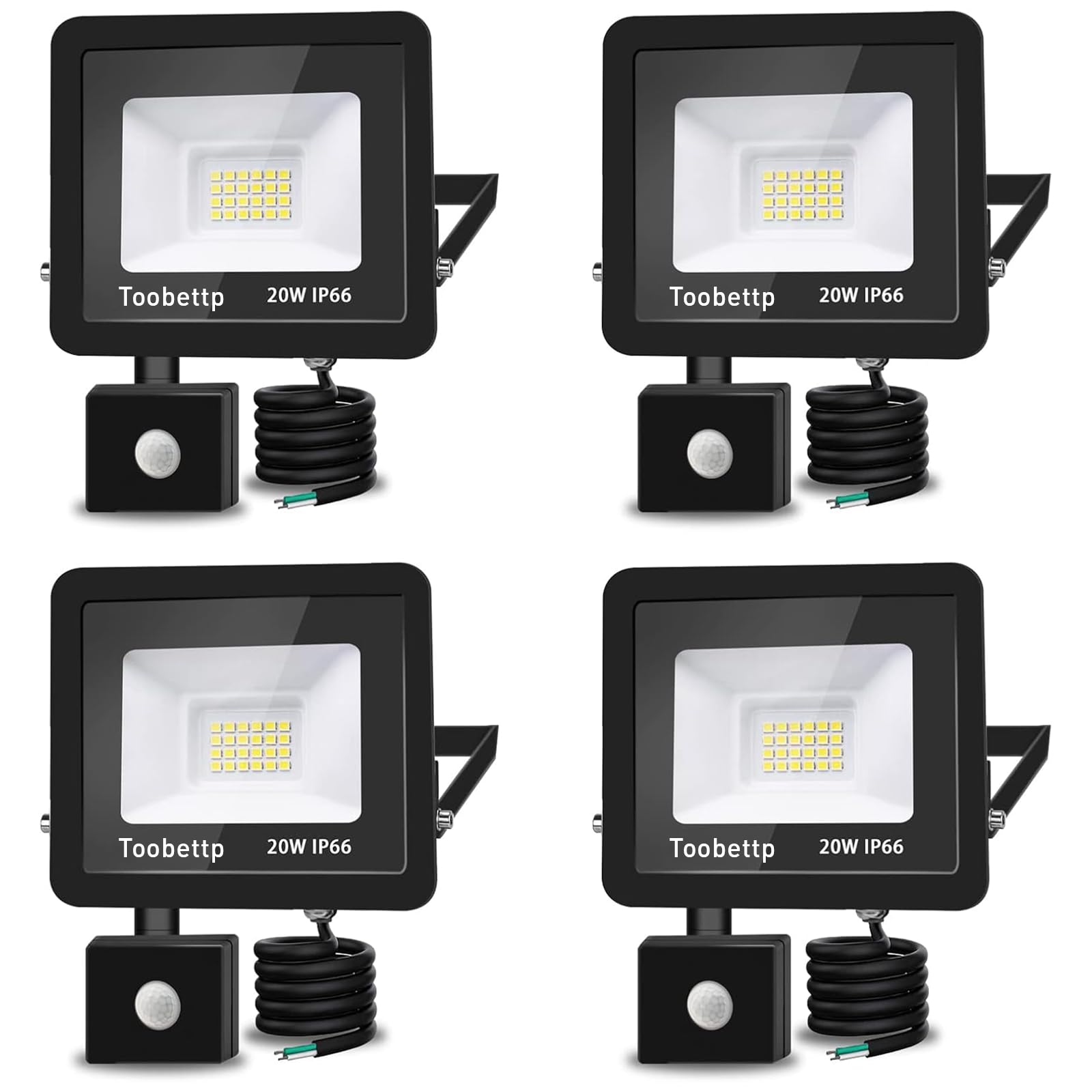 Faretto LED da Esterno con Sensore di Movimento 20W, 4 pezzi