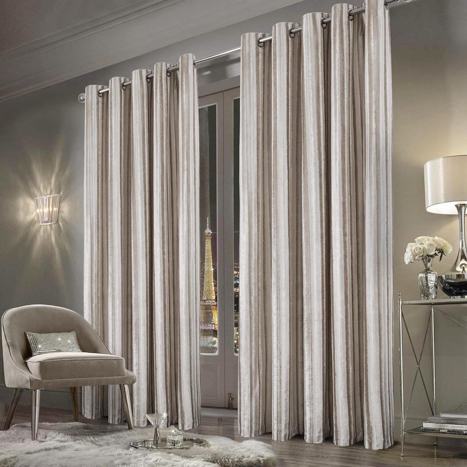 Always4u Tenda 100% Oscurante in Velluto, Beige - immagine 2