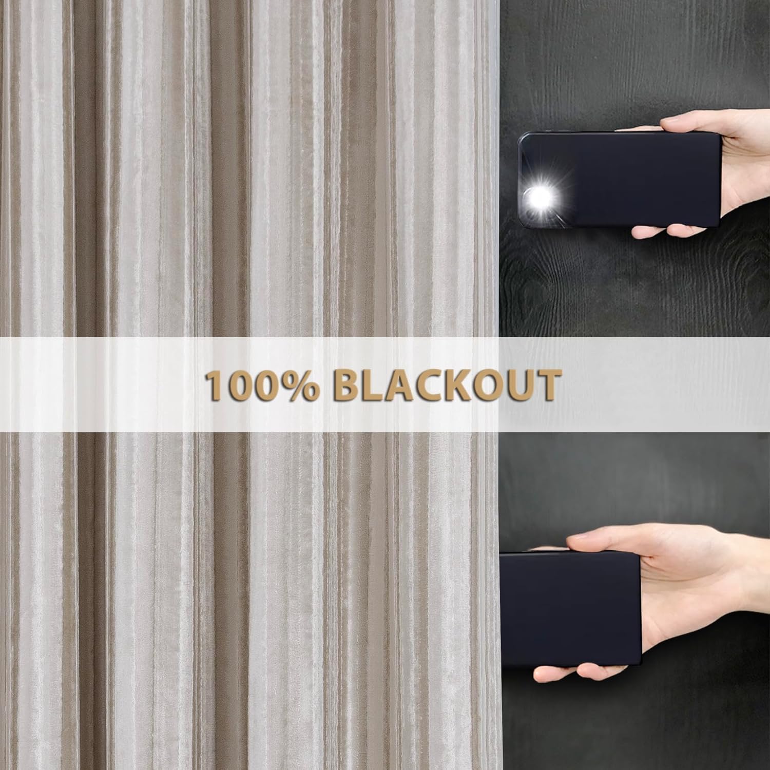 Always4u Tenda 100% Oscurante in Velluto, Beige - immagine 4