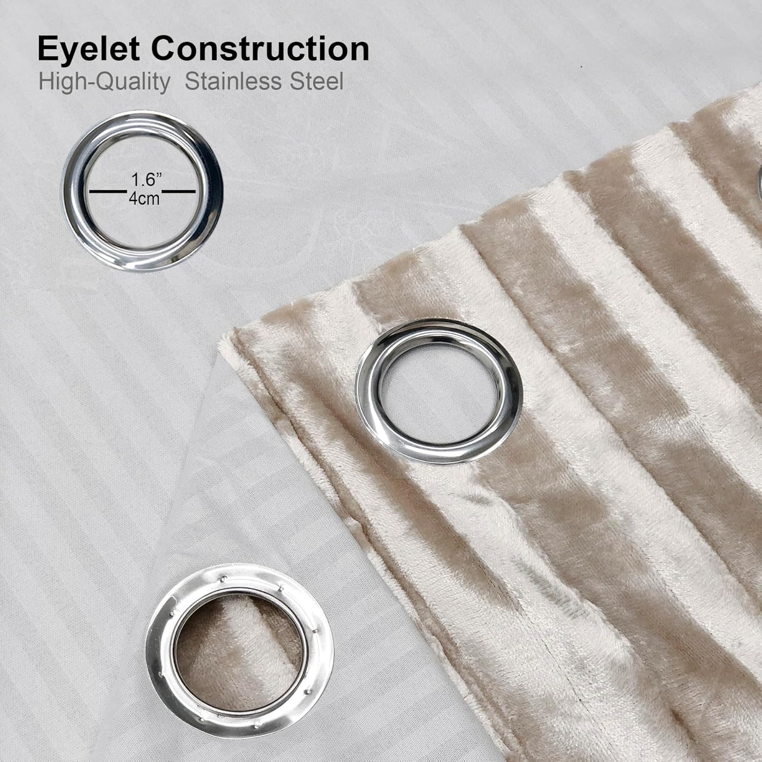 Always4u Tenda 100% Oscurante in Velluto, Beige - immagine 6