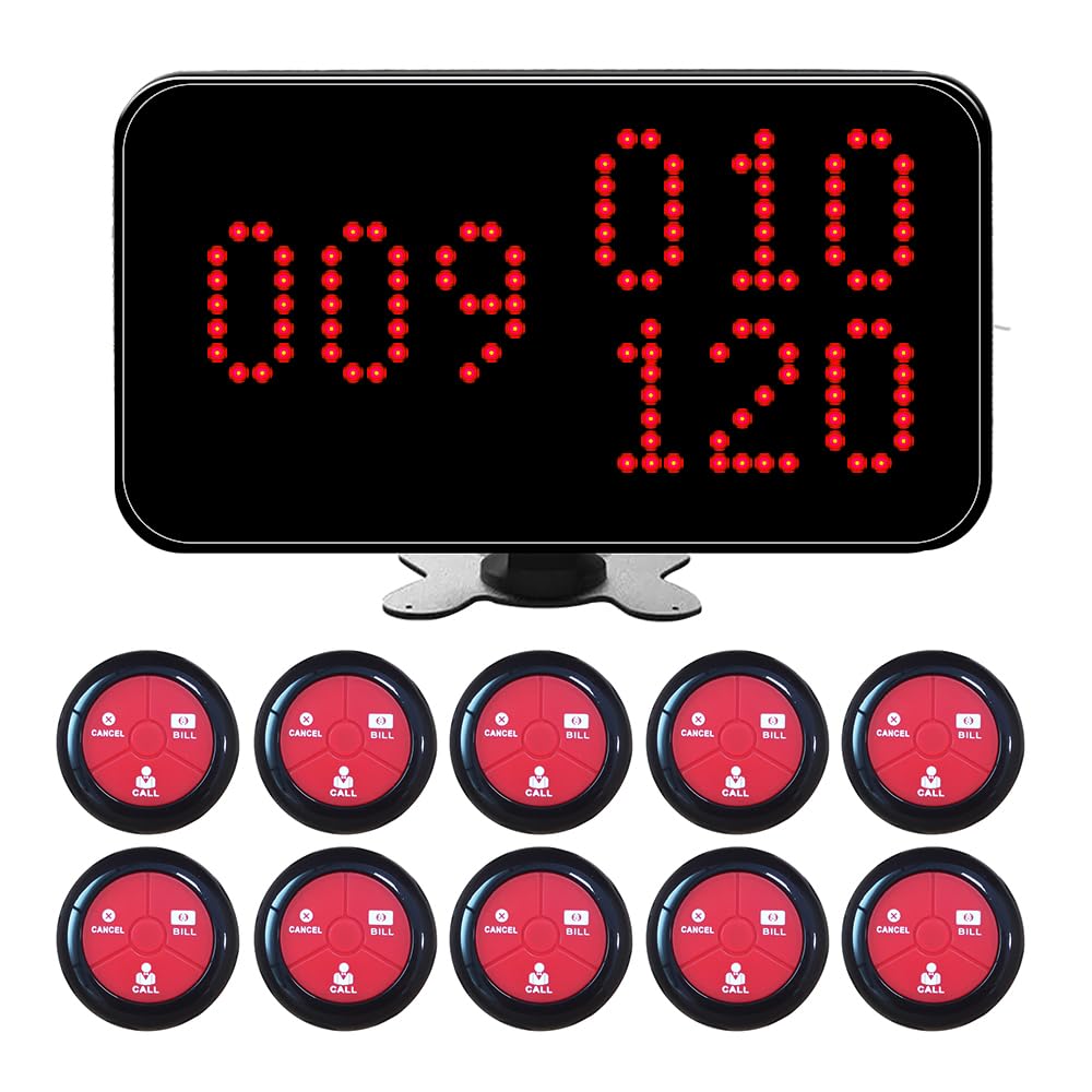 Cyssjf Sistema Cercapersone Ristorante 1 Schermo + 10 Pulsanti