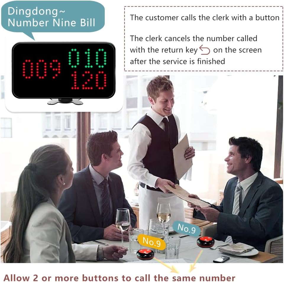 Cyssjf Sistema Cercapersone Ristorante 1 Schermo + 10 Pulsanti - immagine 3