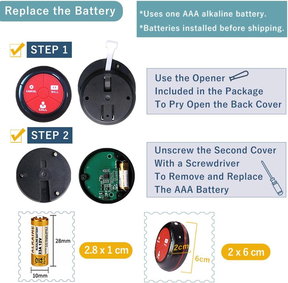 Cyssjf Sistema Cercapersone Ristorante 1 Schermo + 10 Pulsanti - immagine 6