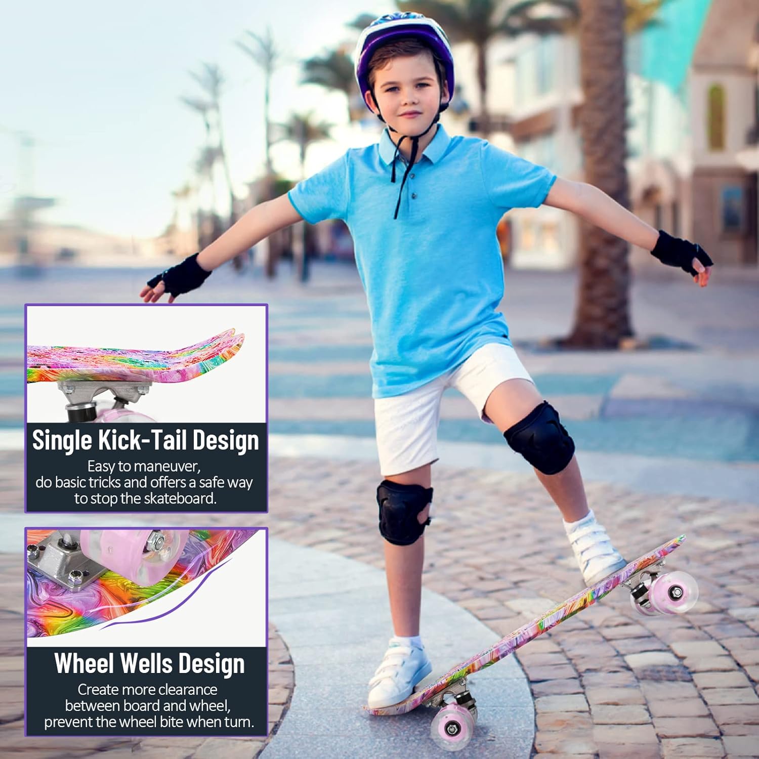 Beleev Skateboard Cruiser 55,9 cm con Ruote LED - immagine 5