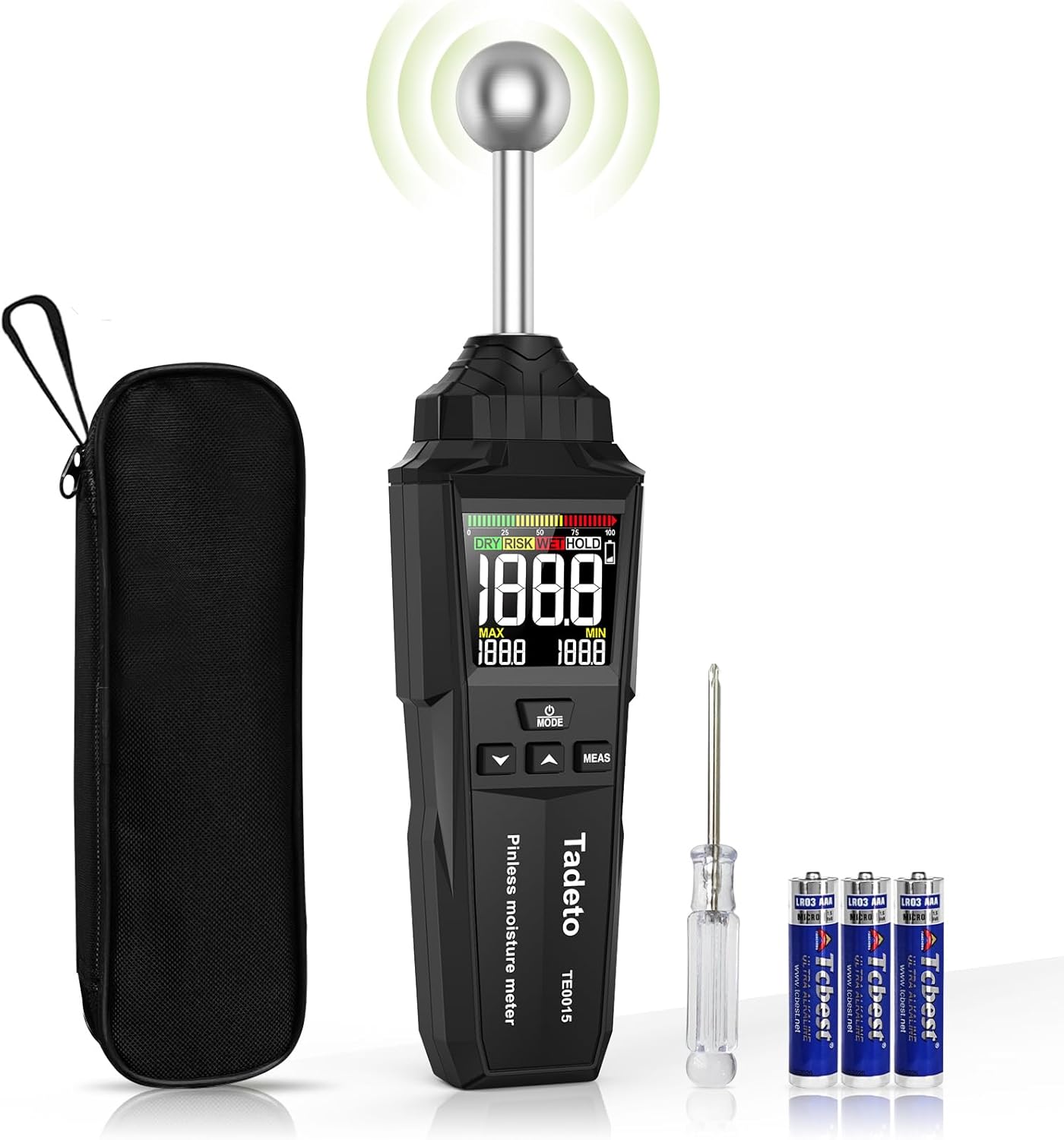 Misuratore di Umidità Muri con LCD a Colori, Nero