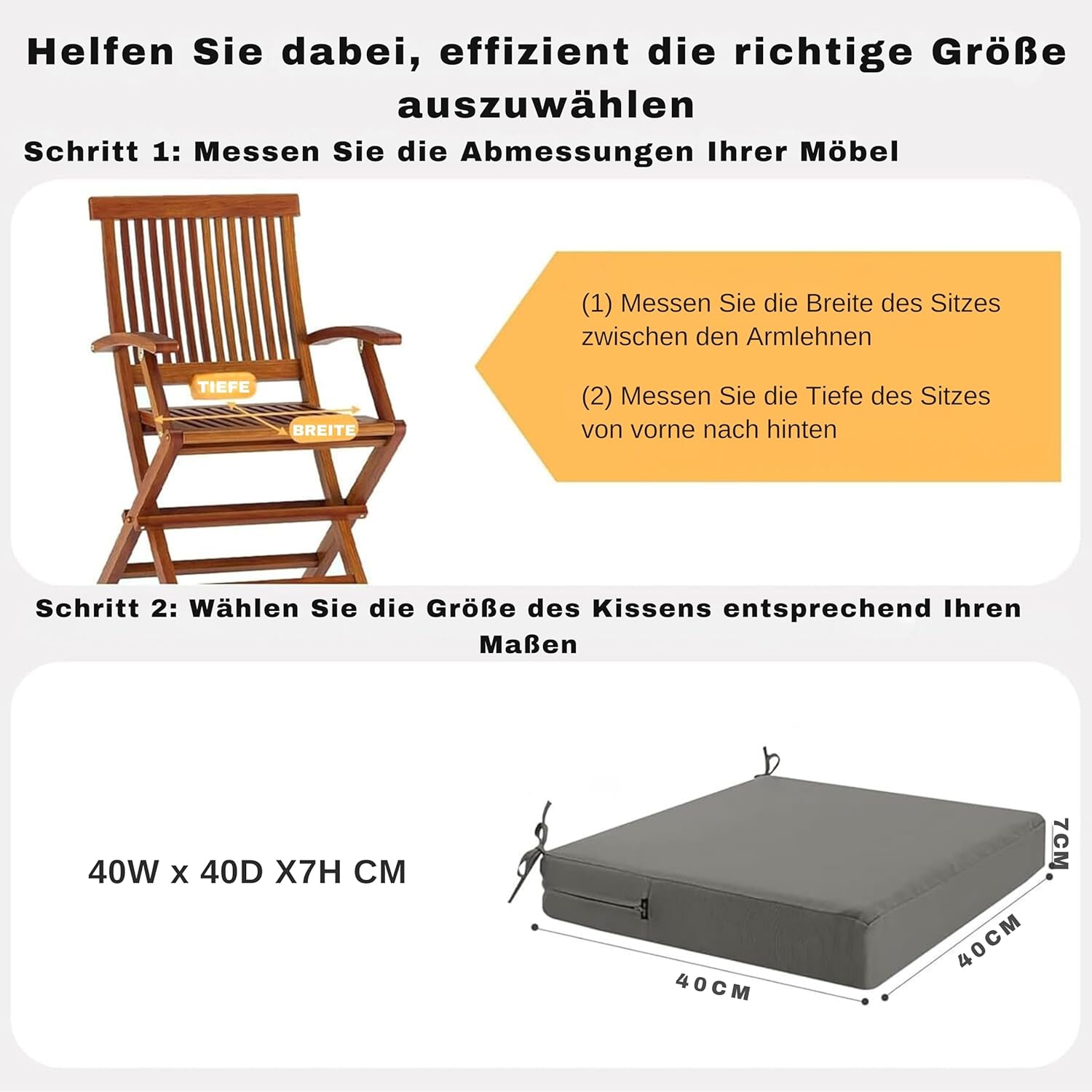 Primepatio Set 2 Cuscini per Sedia 40x40cm, Grigio Scuro - immagine 2