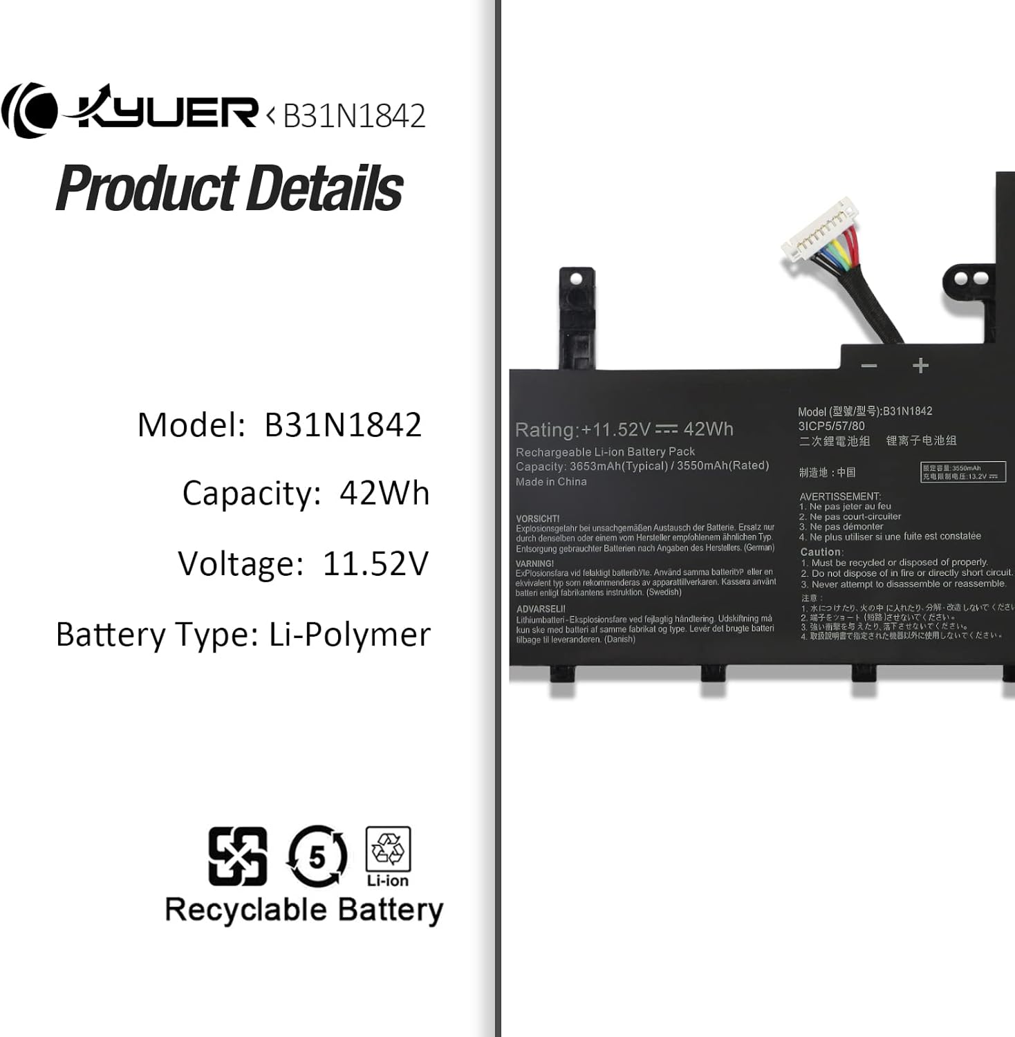 B31N1842 Batteria 42Wh per Asus VivoBook S15 S531 X531 - immagine 5