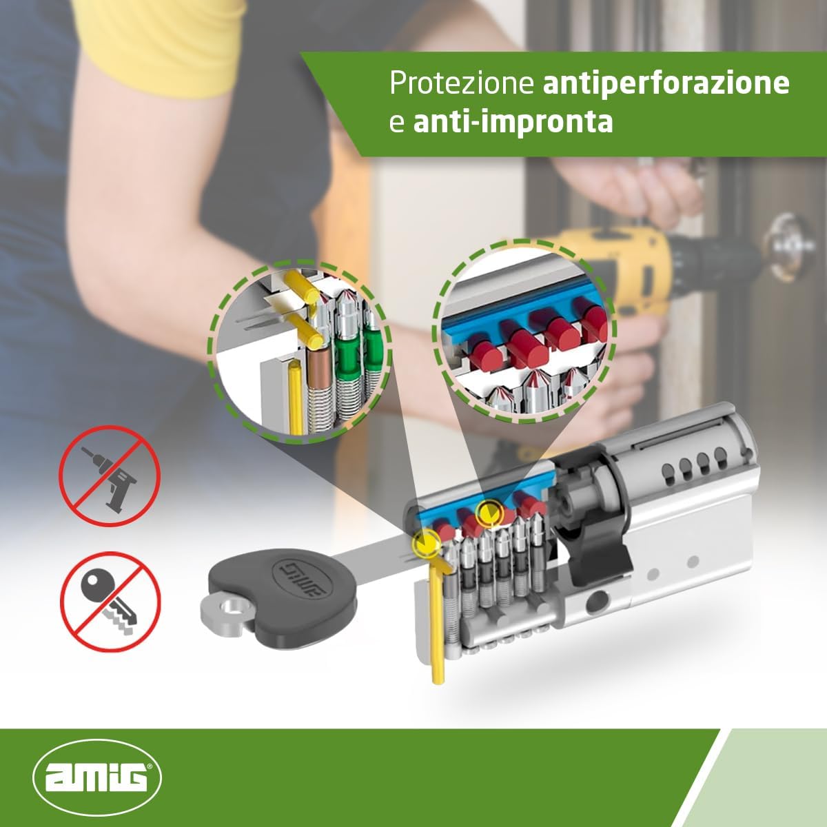 Amig - Serratura di Sicurezza a Cilindro 80mm - immagine 5