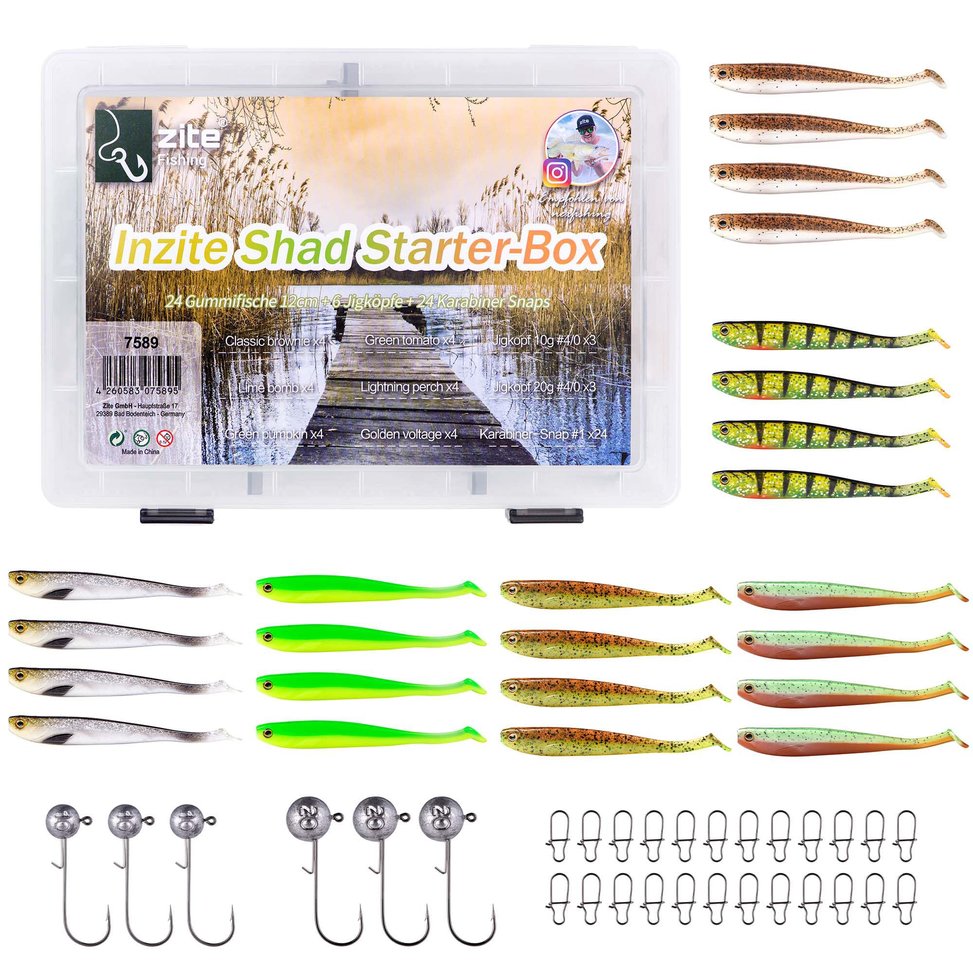 Zite Fishing - Set di 5 Pesci Luccioperca in Gomma 12cm