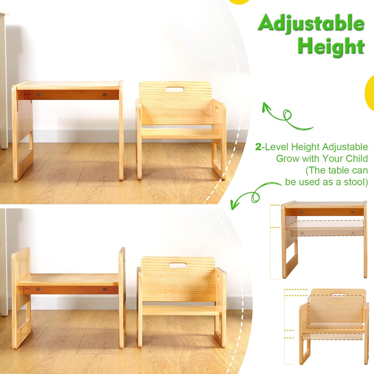 Funlio Set Tavolo e Sedia Montessori per Bambini - immagine 2