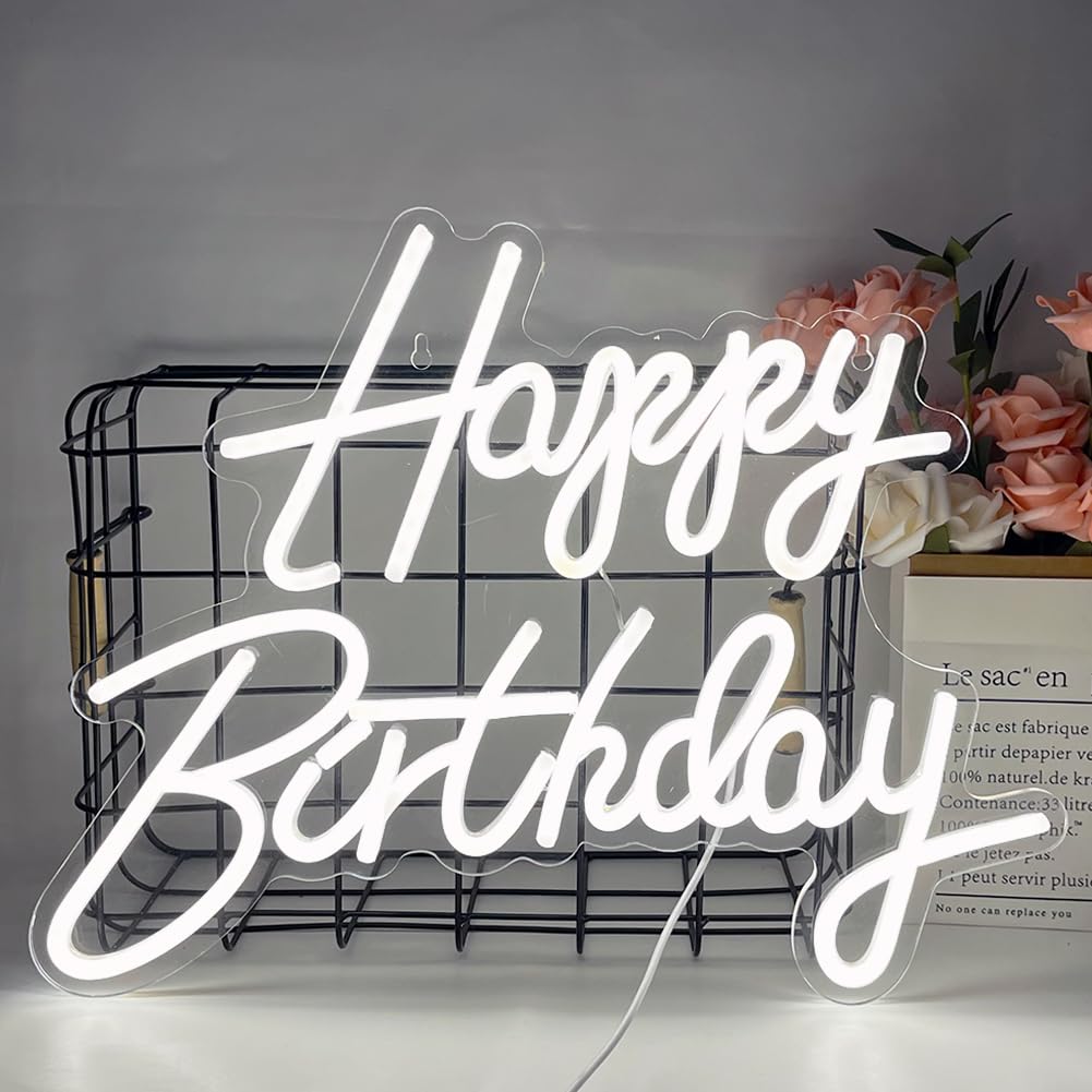 Uexnkj-y Luci Neon Happy Birthday USB Powered