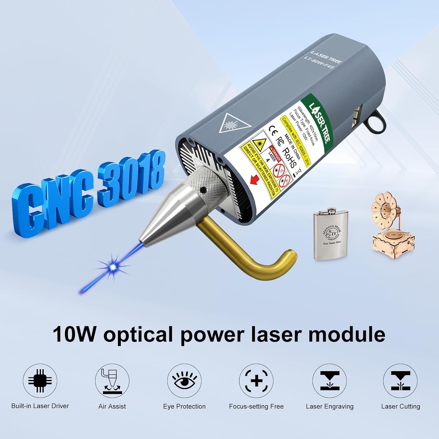 LASER TREE CNC 3018 - Kit Modulo Laser 10W Ottici - immagine 3